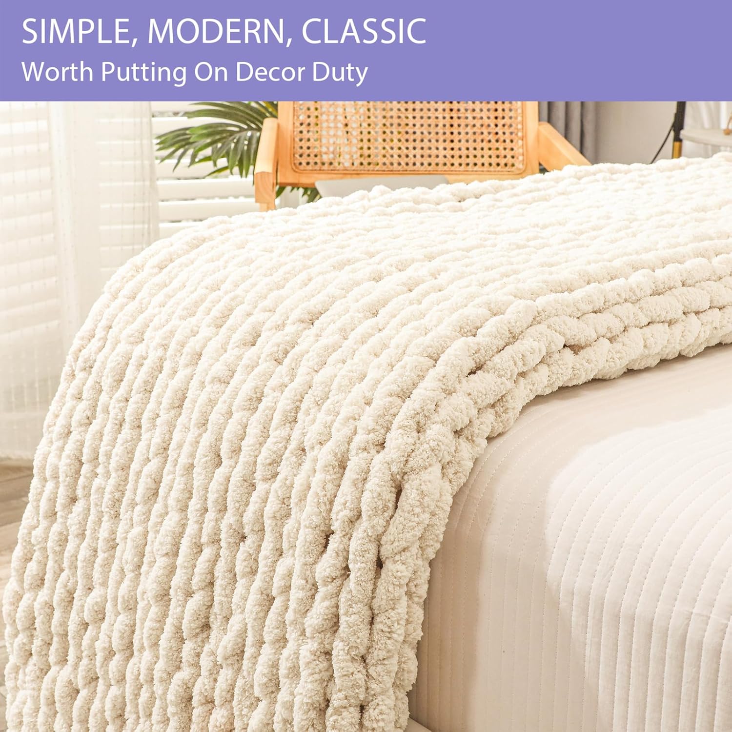 Thumbnail 5 de Bigacogo Chunky Knit Throw Blanket 40x60