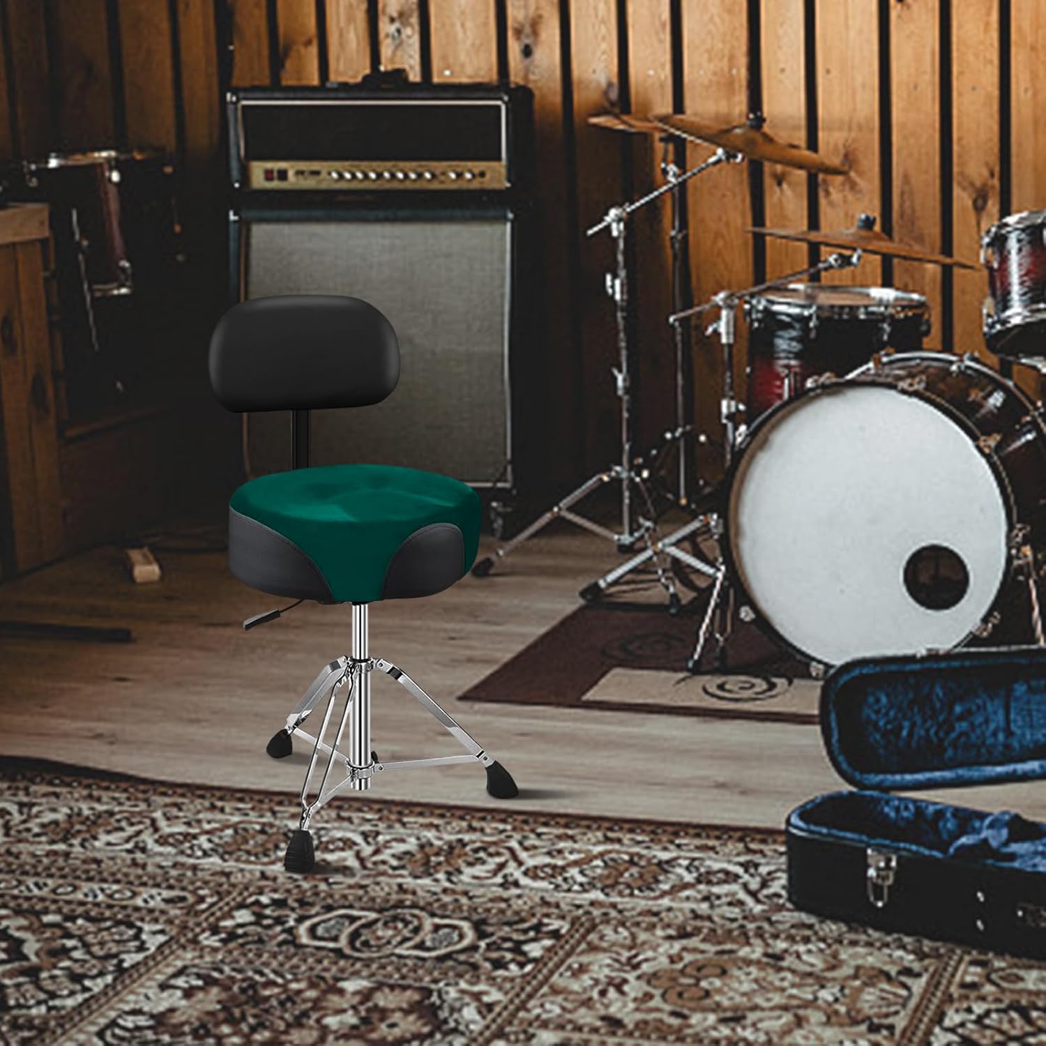 Detalle 2 de UPELLA UP-AG-3 Hydraulic Drum Throne with Backrest, Memory Foam and Velvet Cover