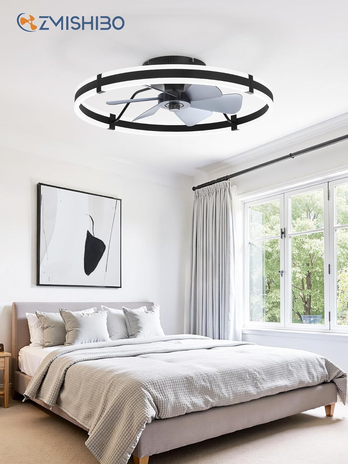 Thumbnail 6 de ZMISHIBO 24 Inch Black Ceiling Fan with Lights and Remote