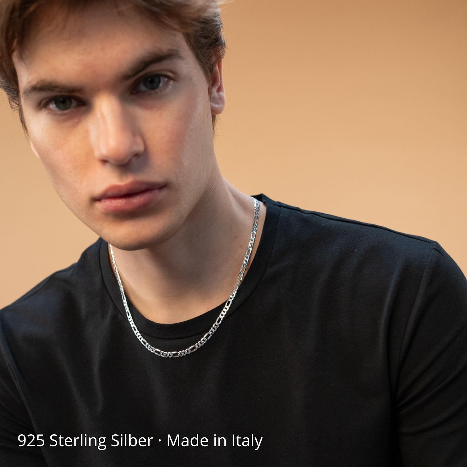 Detalle de QUADRI Kette Herren Silber 925 – Figaro-Design aus Italien mit Silver Plus Schutz
