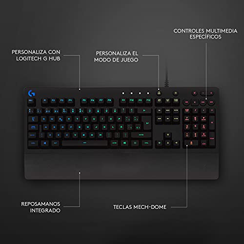 Thumbnail 5 de Logitech G G213 Prodigy Teclado Gaming RGB LIGHTSYNC con teclas retroiluminadas y controles multimedia (QWERTY ES, negro)