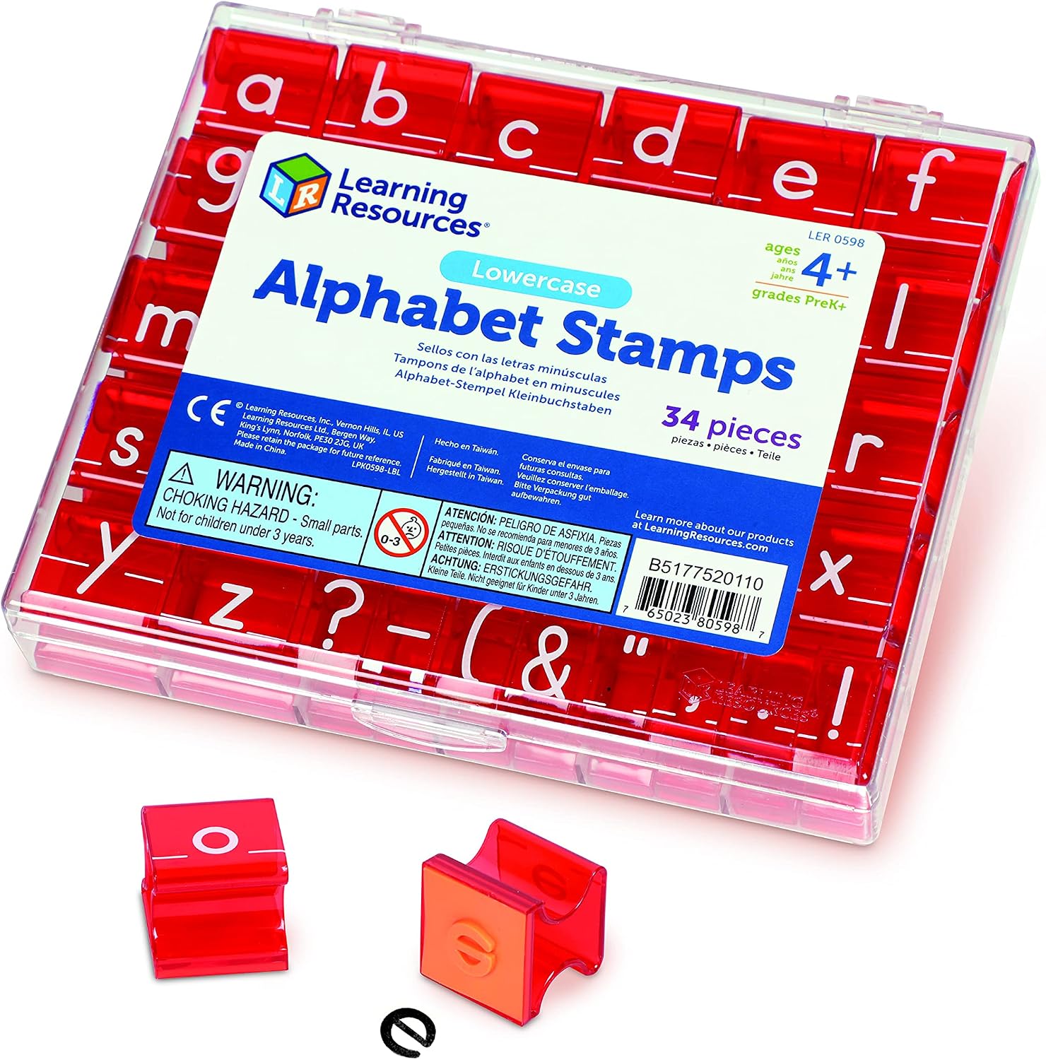 Detalle 2 de Learning Resources LER0597 アルファベットスタンプ大文字 34個・収納ケース付き