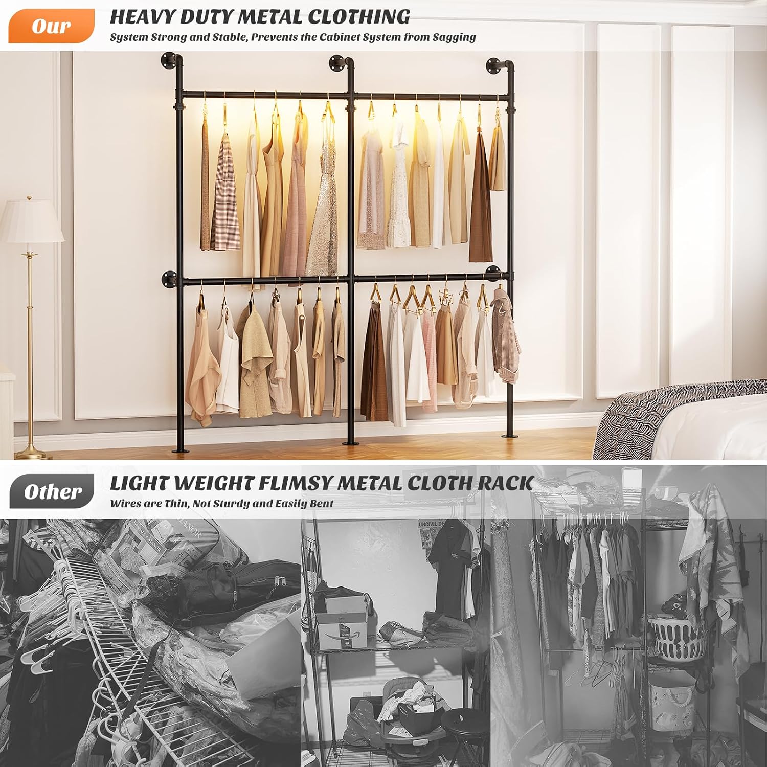 Detalle 1 de Aheaplus Industrial Clothing Rack 80-inch
