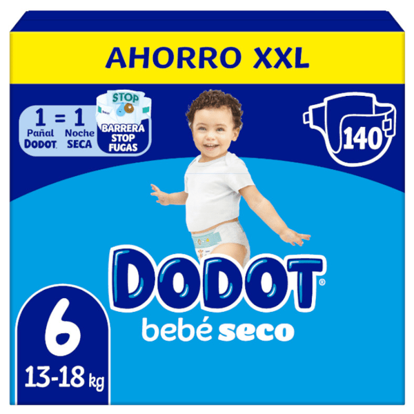 Detalle de Dodot Pañales Bebé Seco Box XXL T6 (13-18 kg), 140 unidades