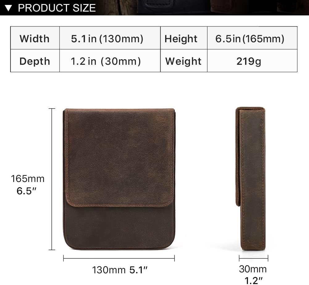 Detalle 2 de Hiram leather pen box for 6 pens with hidden magnetic snap closure (coffee)