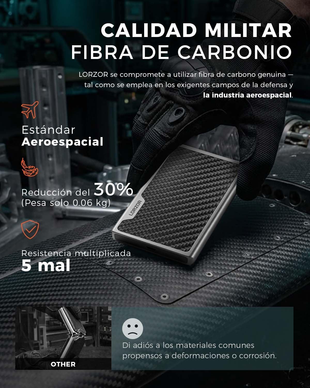 Thumbnail 1 de LORZOR Cartera Tarjetero Hombre Fibra de Carbono