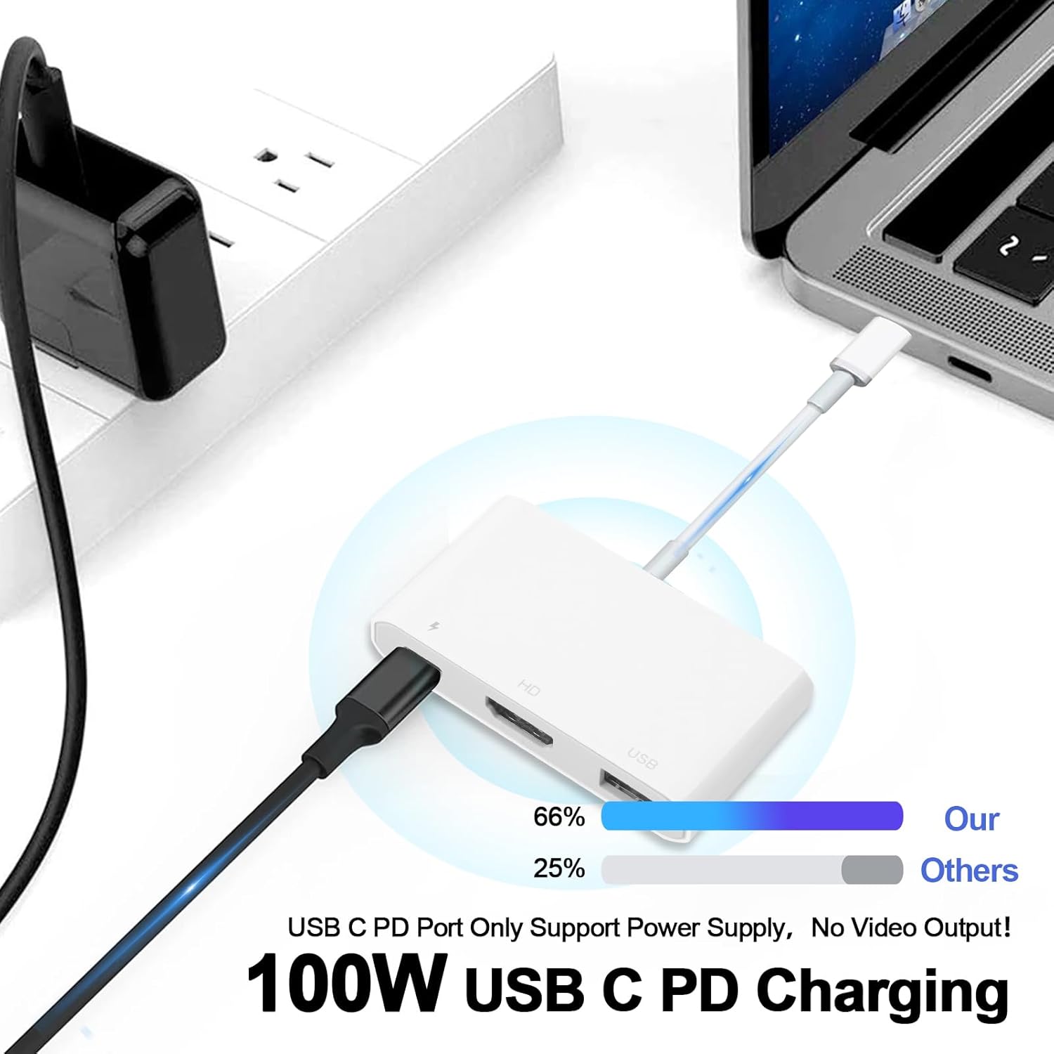 Thumbnail 6 de APKLVSR MFi-zertifizierter USB-C HDMI Adapter 3-in-1 (4K HDMI, 100-W PD, USB 3.0 Hub) – Plug & Play