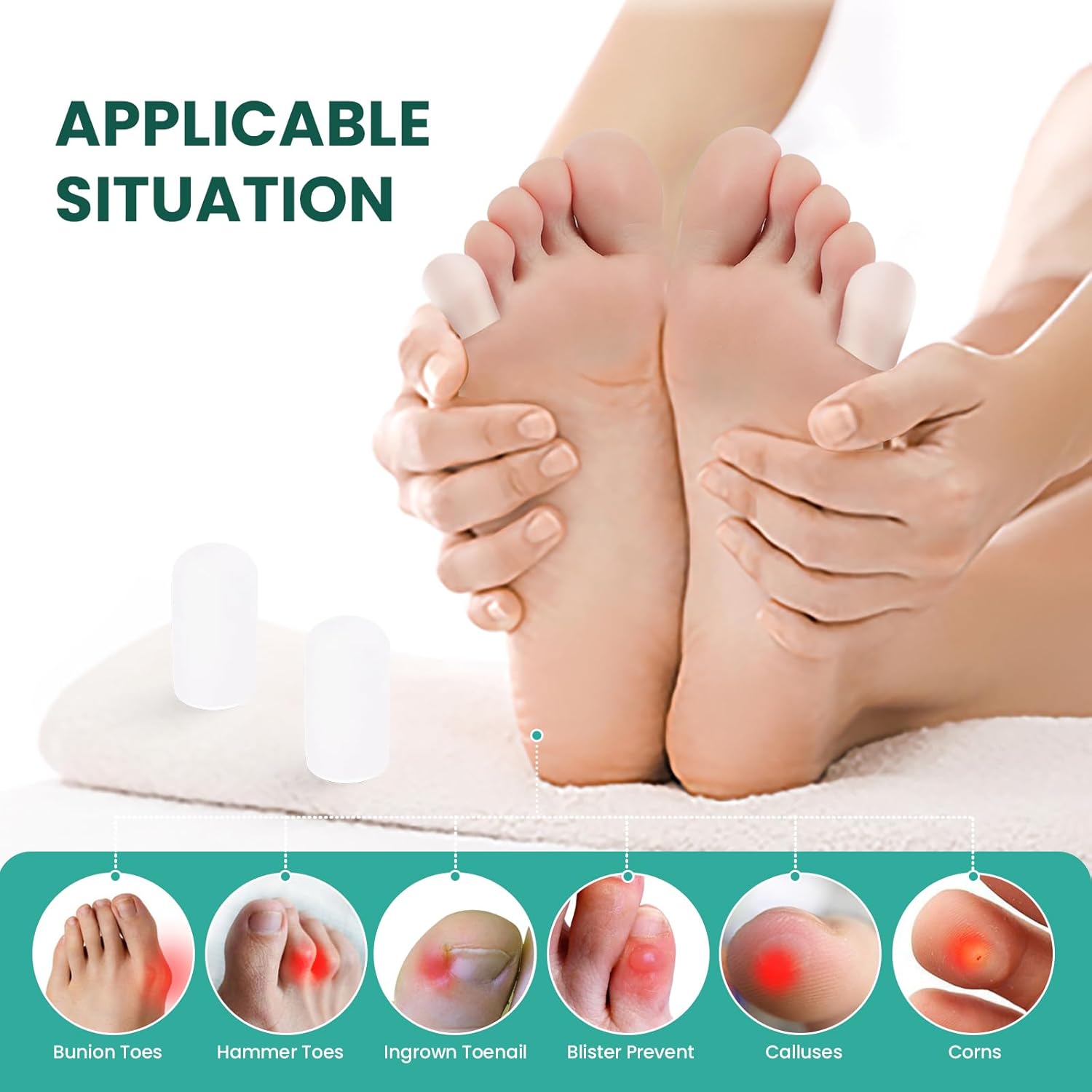 Detalle 2 de Welnove Gel Toe Cap and Protector (Clear) – silicone toe covers for pinky toes