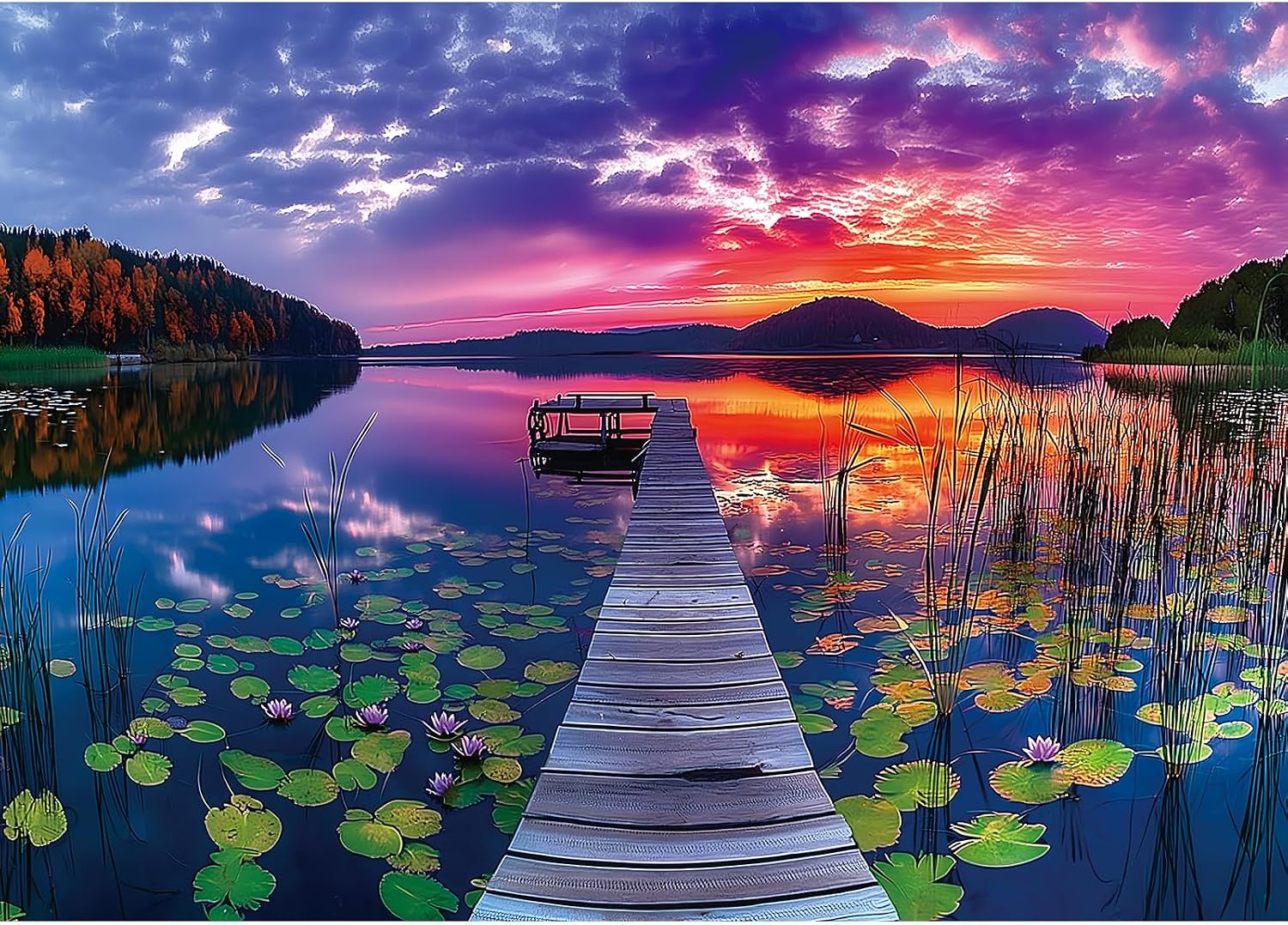 Detalle de Sunset Lake Dock 1000 Piece Jigsaw Puzzle