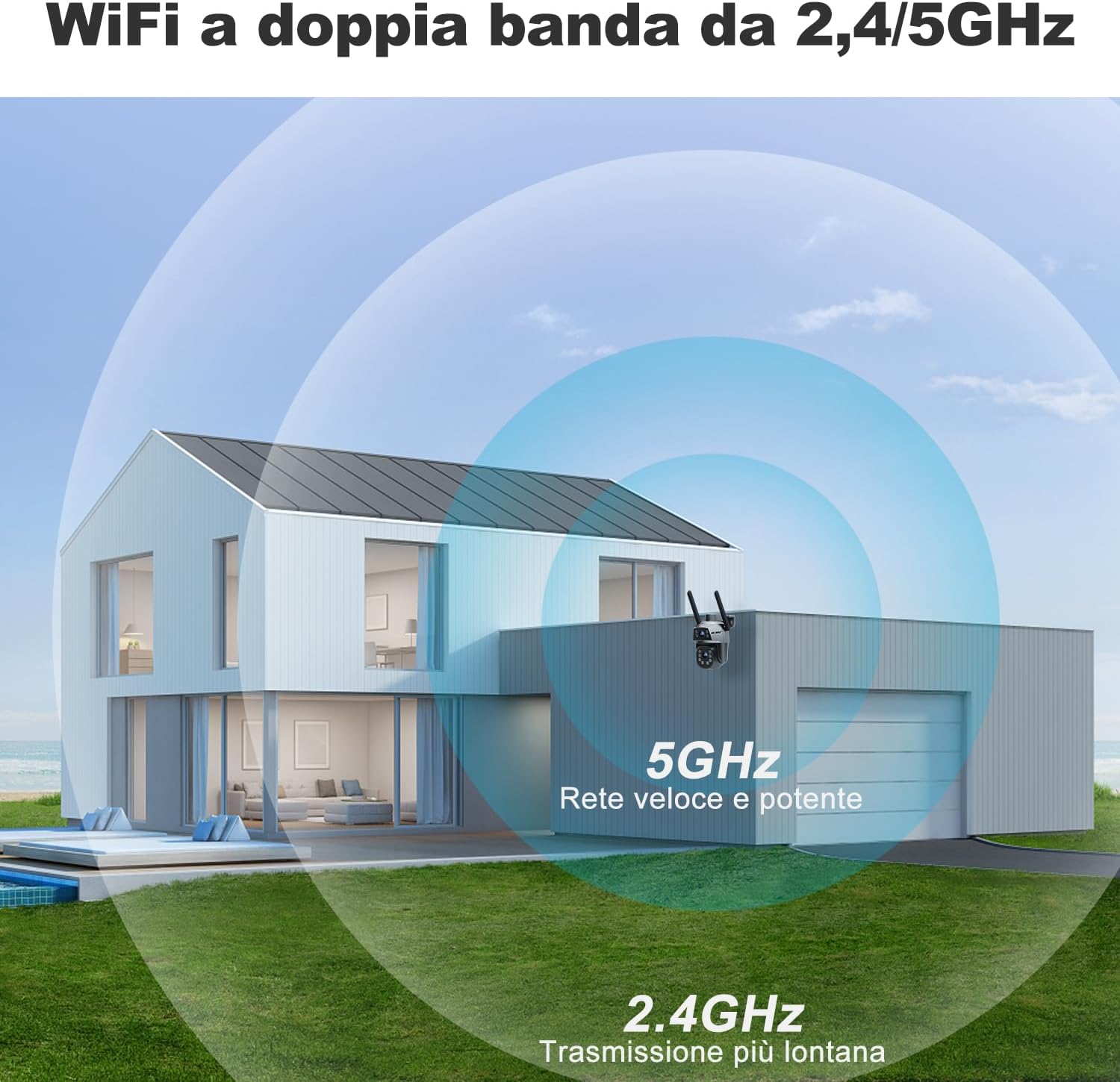 Thumbnail 3 de GENBOLT Telecamera WiFi Esterno con PoE: doppio obiettivo, 360° e tracciamento automatico
