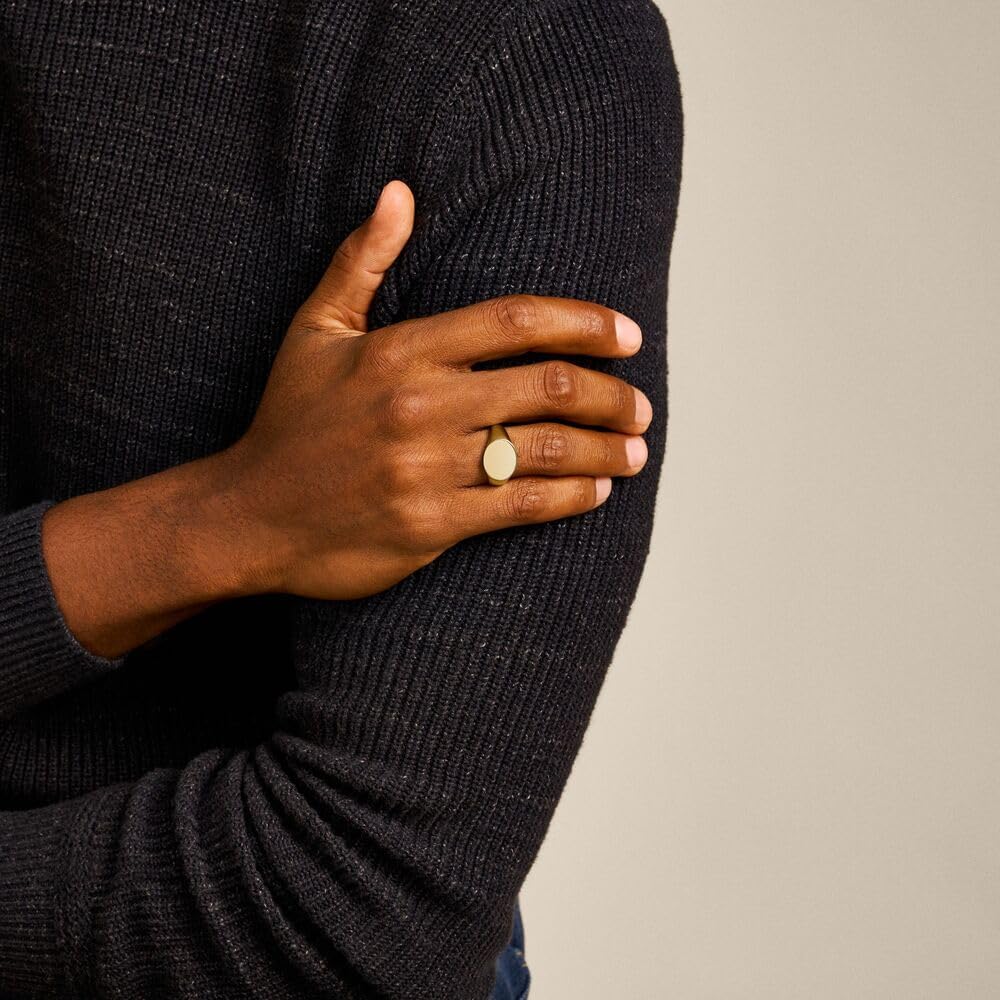 Detalle de Fossil Bagues chevalières en acier inoxydable pour hommes – doré, poli-brillant, tailles 5 à 12