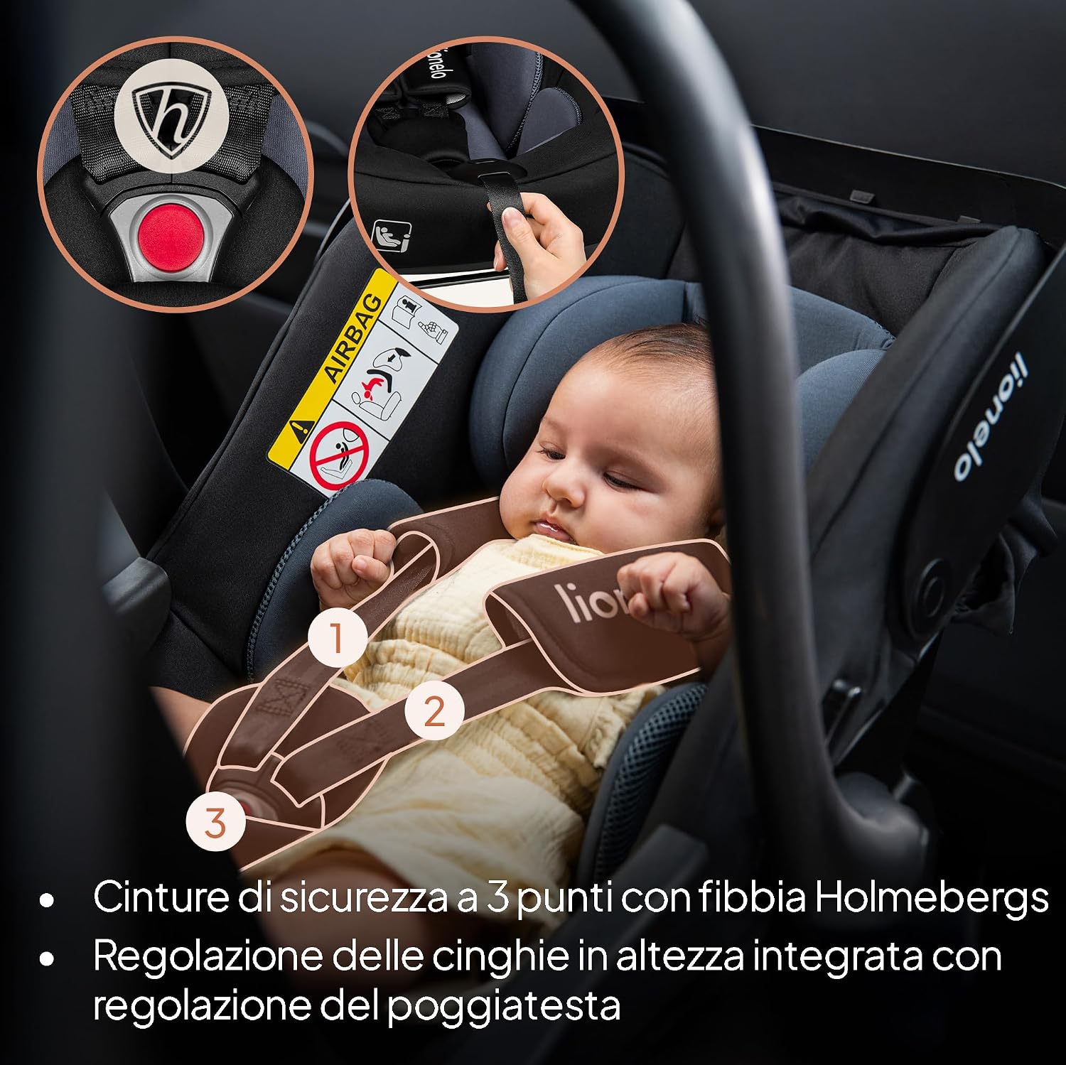 Thumbnail 5 de LIONELO ASTRID i-size SET: Seggiolino auto per neonati e bambini con base ISOFIX, protezione avanzata e comfort Dri-Seat
