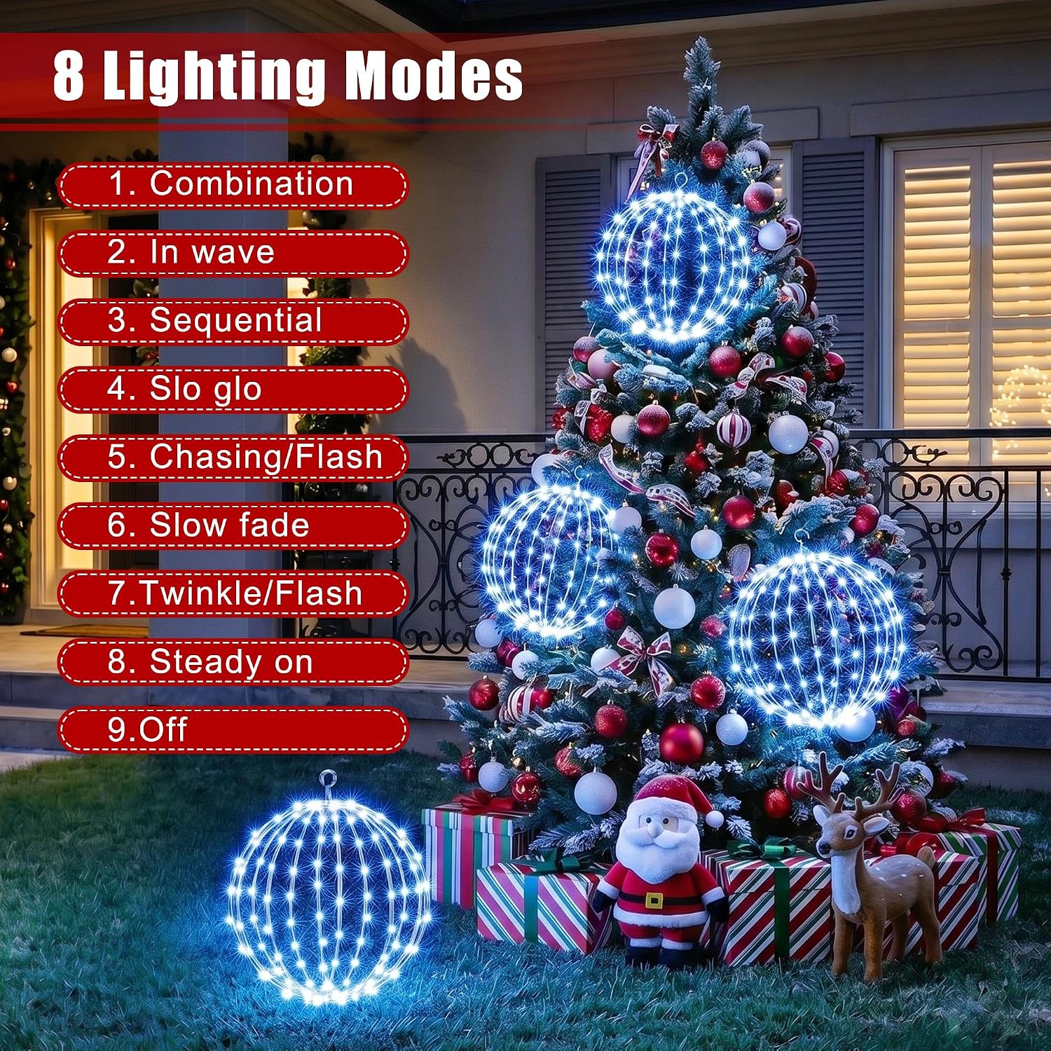Thumbnail 1 de iBaycon SSL0120-S-3.5V Christmas Sphere Lights, Blue, 8 Modes, IP65