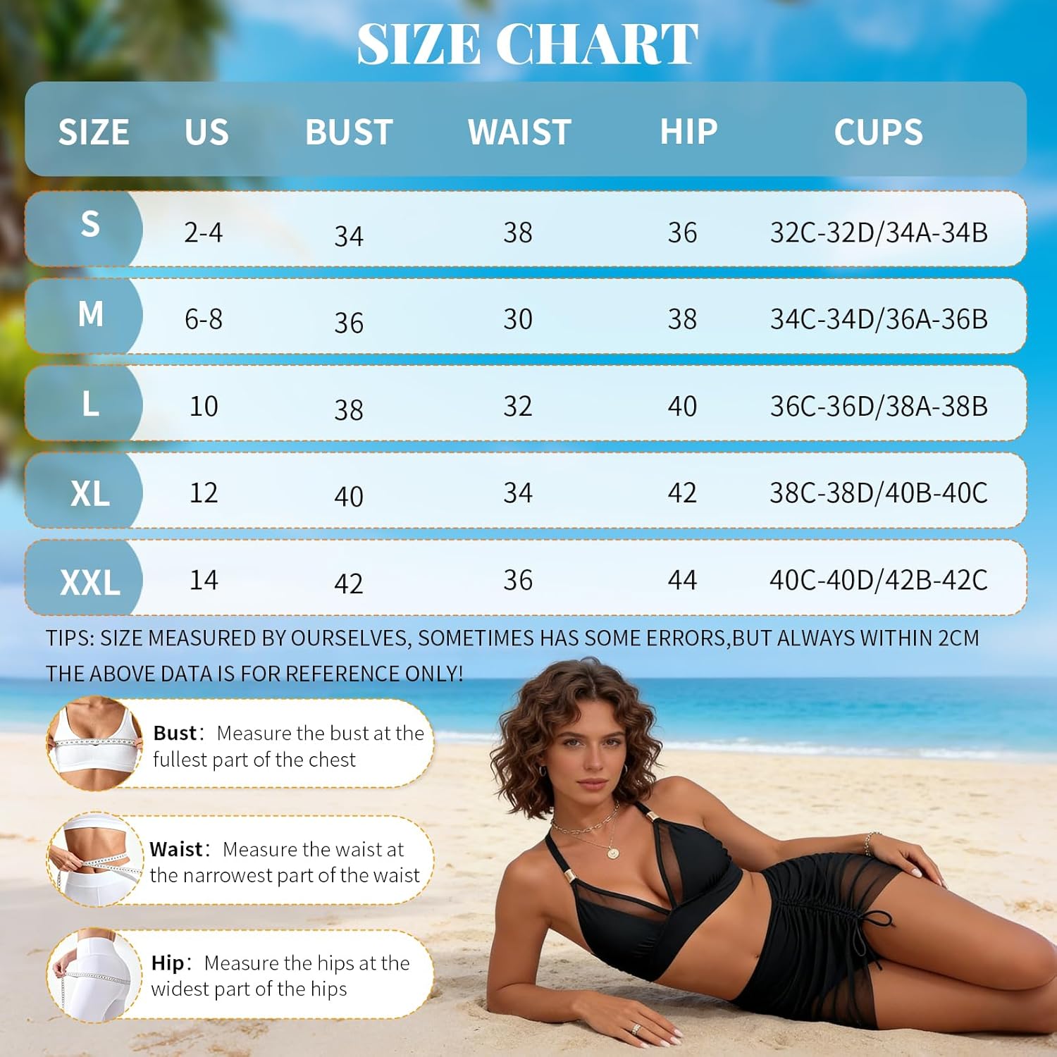 Detalle de GOZINA Women's Two Piece V-Neck Mesh Bikini Set with Adjustable Straps and Built-in Shorts