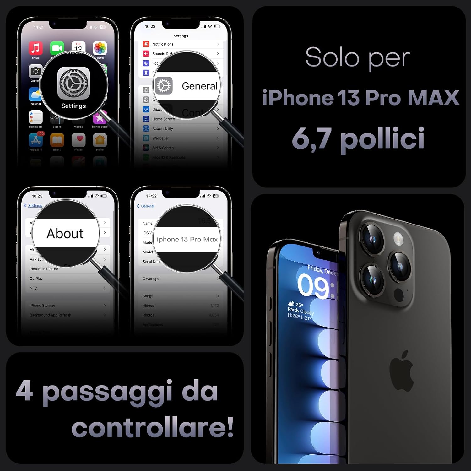 Thumbnail 1 de TOCOL Cover Magnetica per iPhone 13 Pro Max 6,7” con MagSafe e protezione fotocamera (nera)