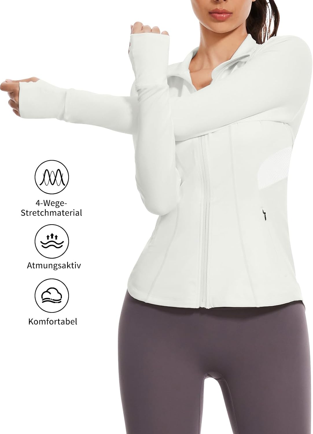 Detalle de VUTRU Damen Laufjacke Sportjacke Langarm für Running – mit Stretch-Anteil