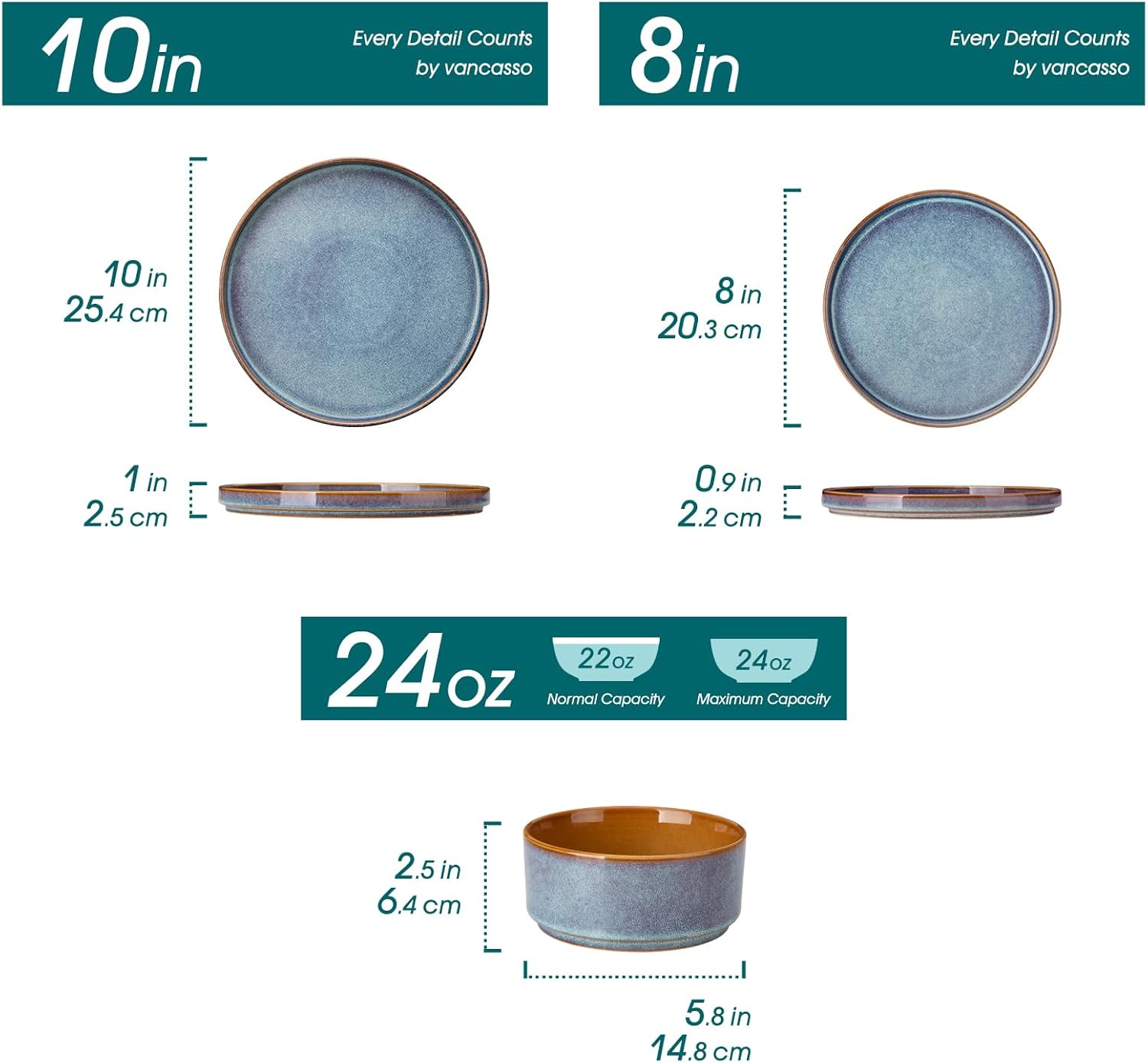 Thumbnail 1 de vancasso ONION Ceramic Dinnerware Set (12-Piece) with Reactive Glaze in Blue