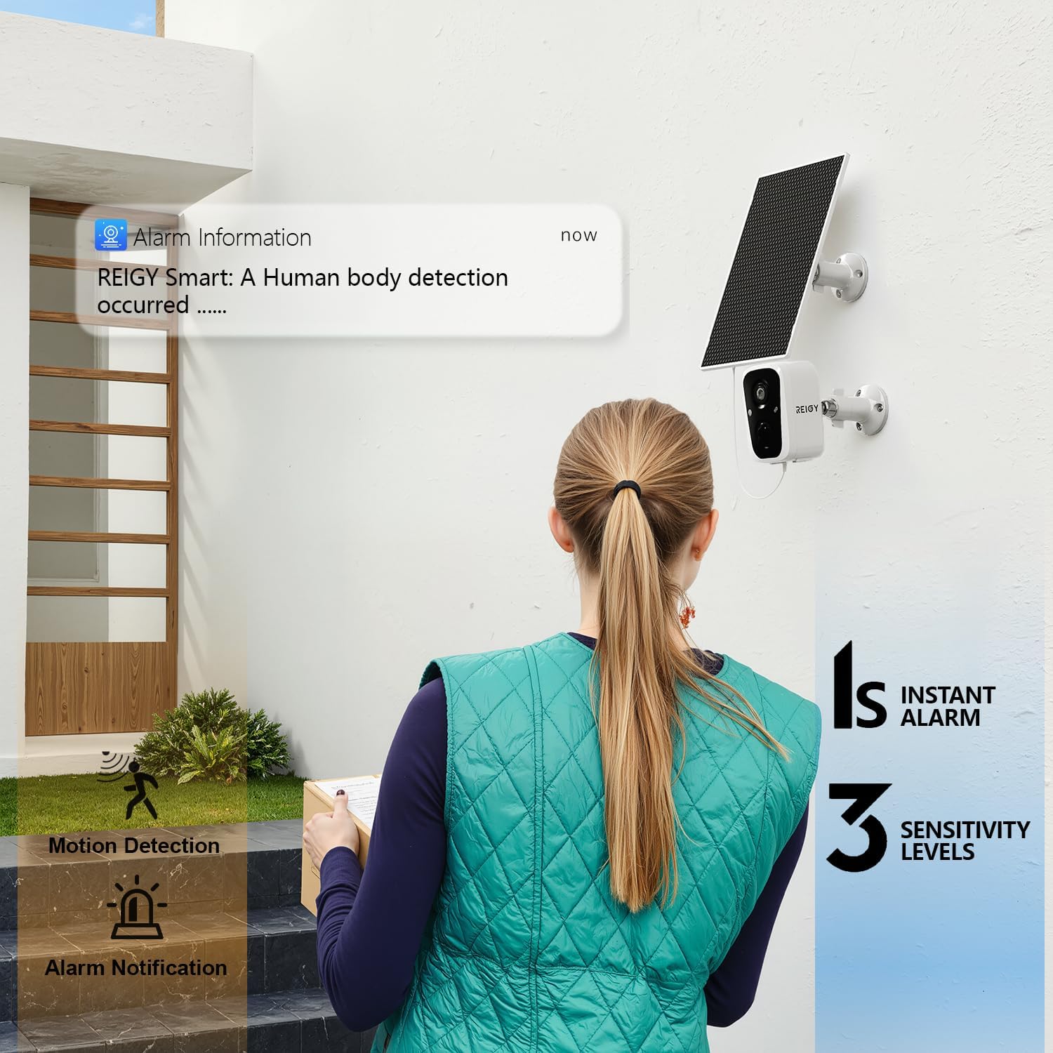 Thumbnail 4 de REIGY 4MP Telecamera WiFi 2,4/5GHz interna/esterna con batteria e pannello solare, audio bidirezionale, PIR e IP65