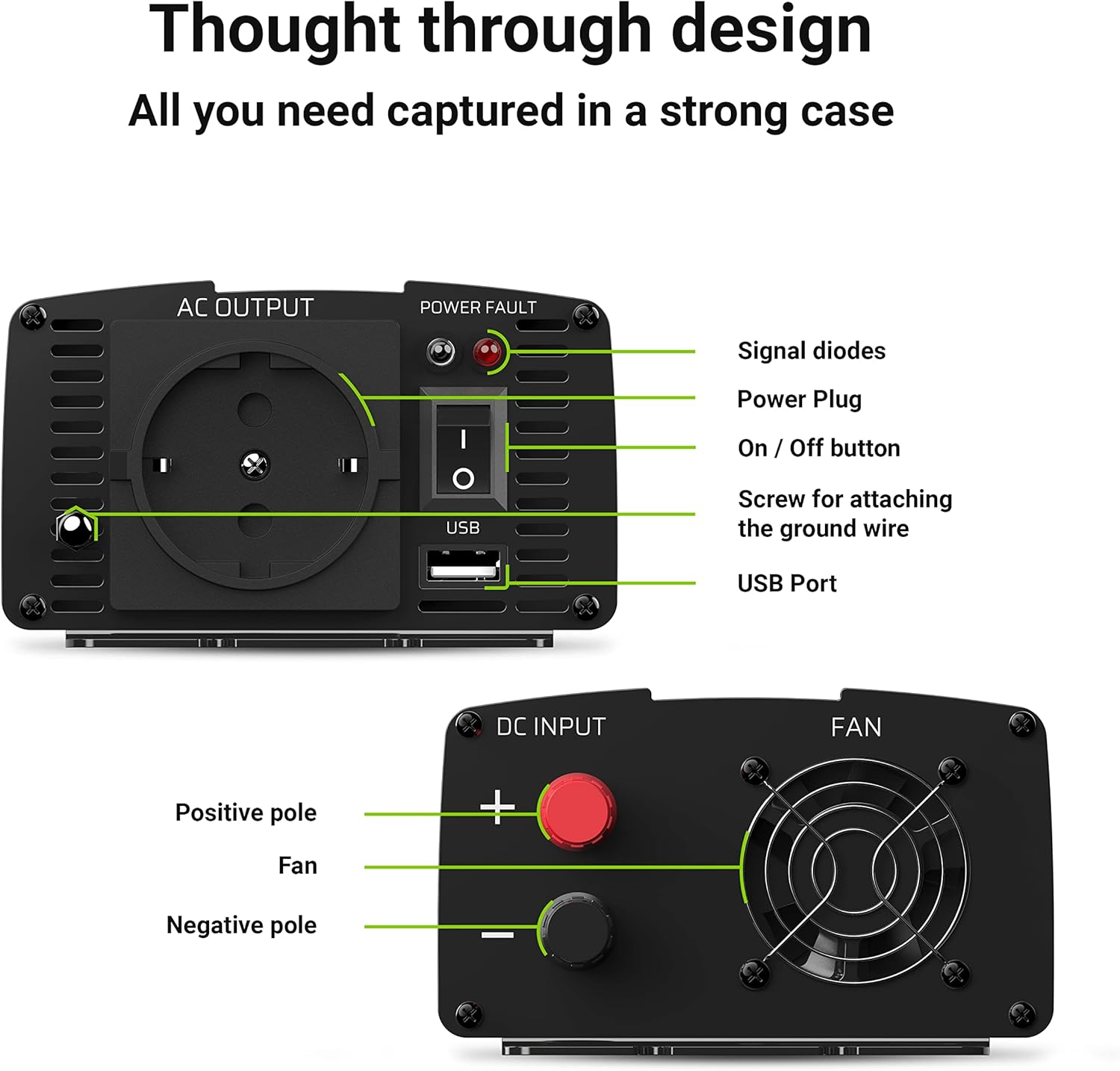 Thumbnail 5 de Green Cell invertitore di tensione fotovoltaico DC/AC puro 24V 300W (picco 600W) con USB