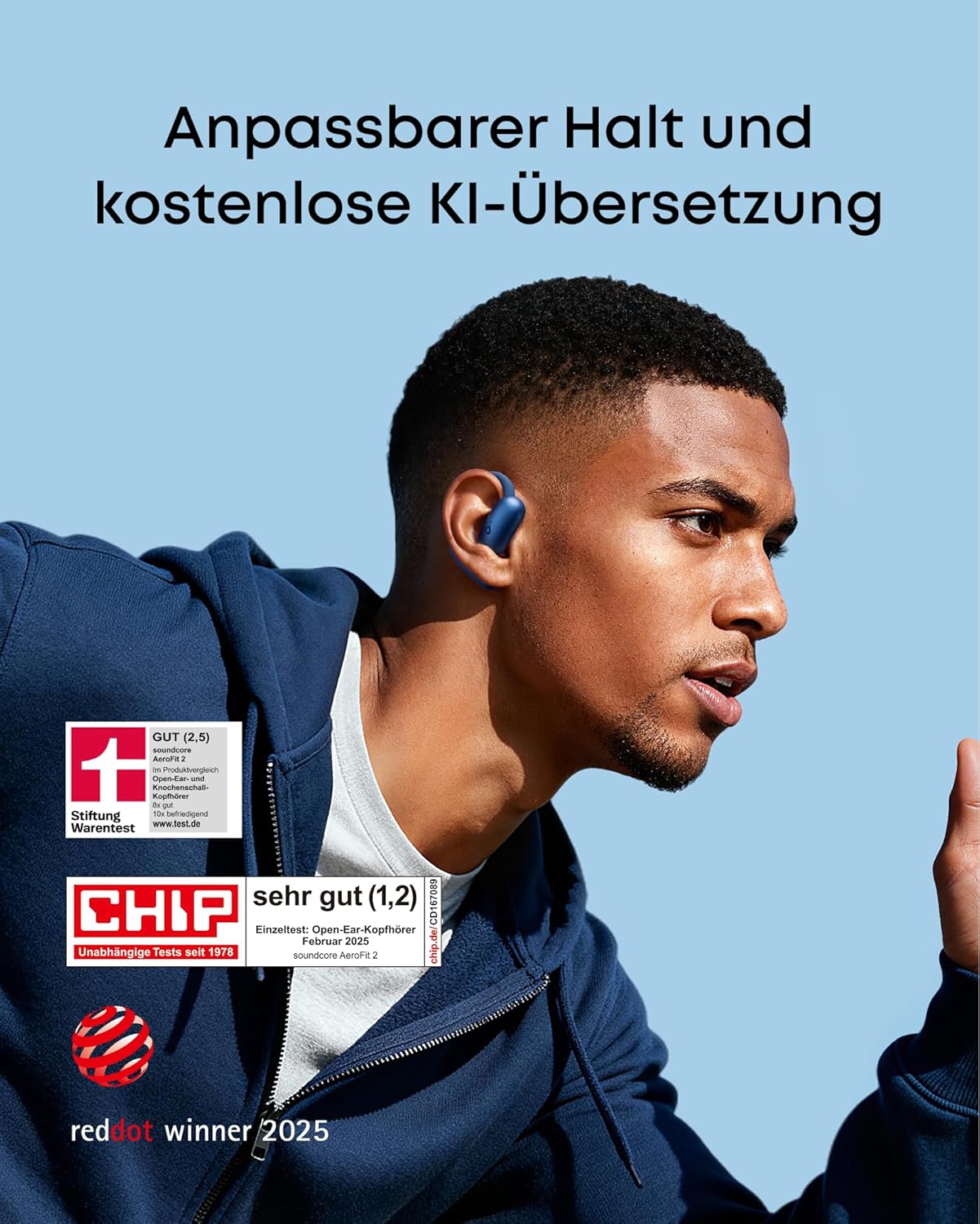Detalle 2 de soundcore AeroFit 2 Open‑Ear Kopfhörer 42h
