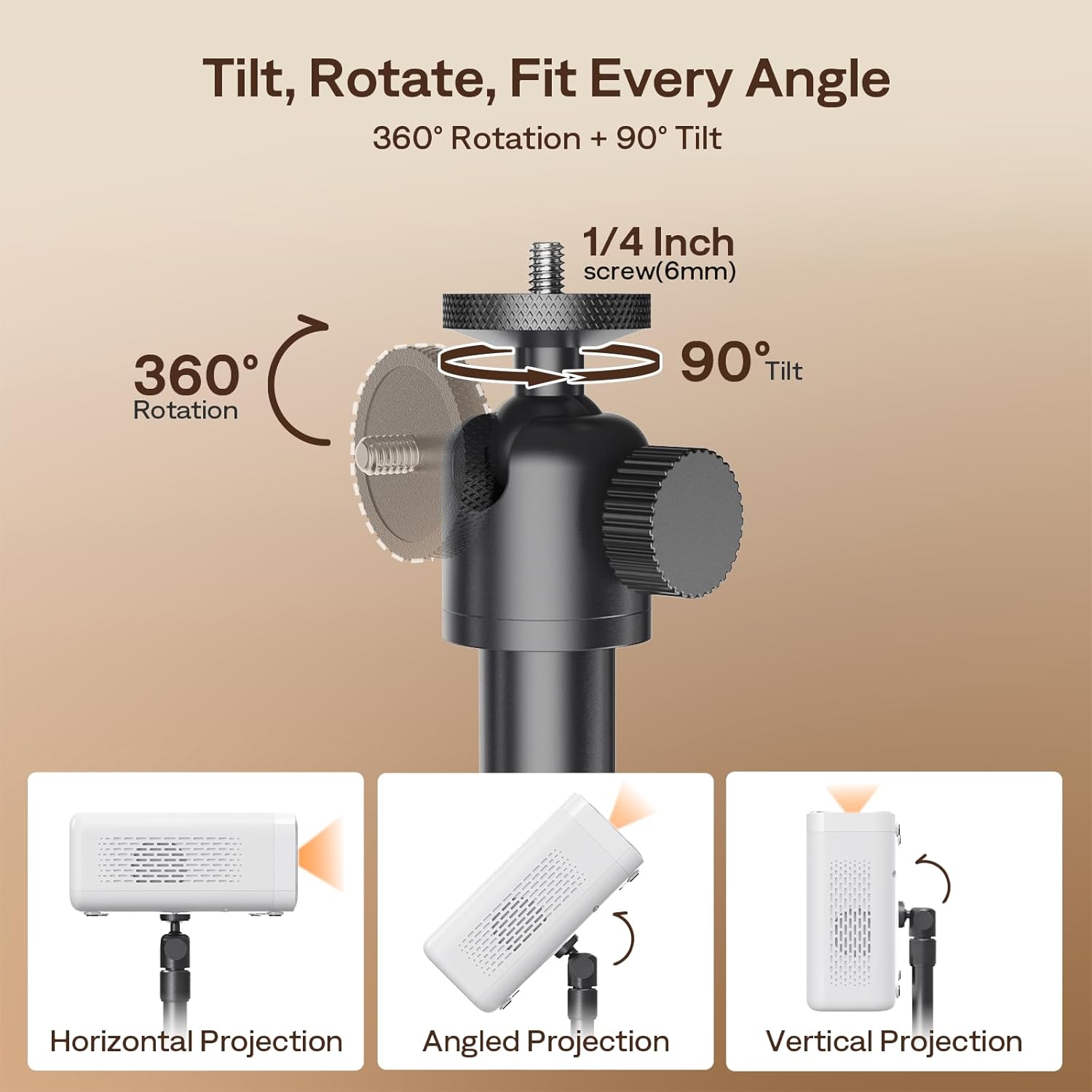 Thumbnail 2 de Aurzen Projector Stand — Adjustable Stand with 1/4-Inch Screw, compatible with TMY, HAPPRUN, Yaber and more