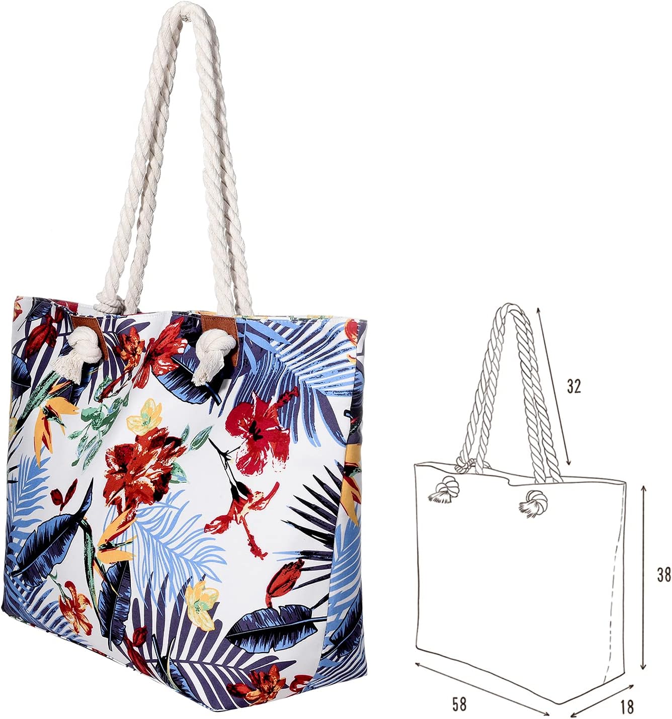 Detalle 2 de MASADA Badetasche XXL „Familie“ – große Strandtasche mit Reißverschluss und Extra-Tasche