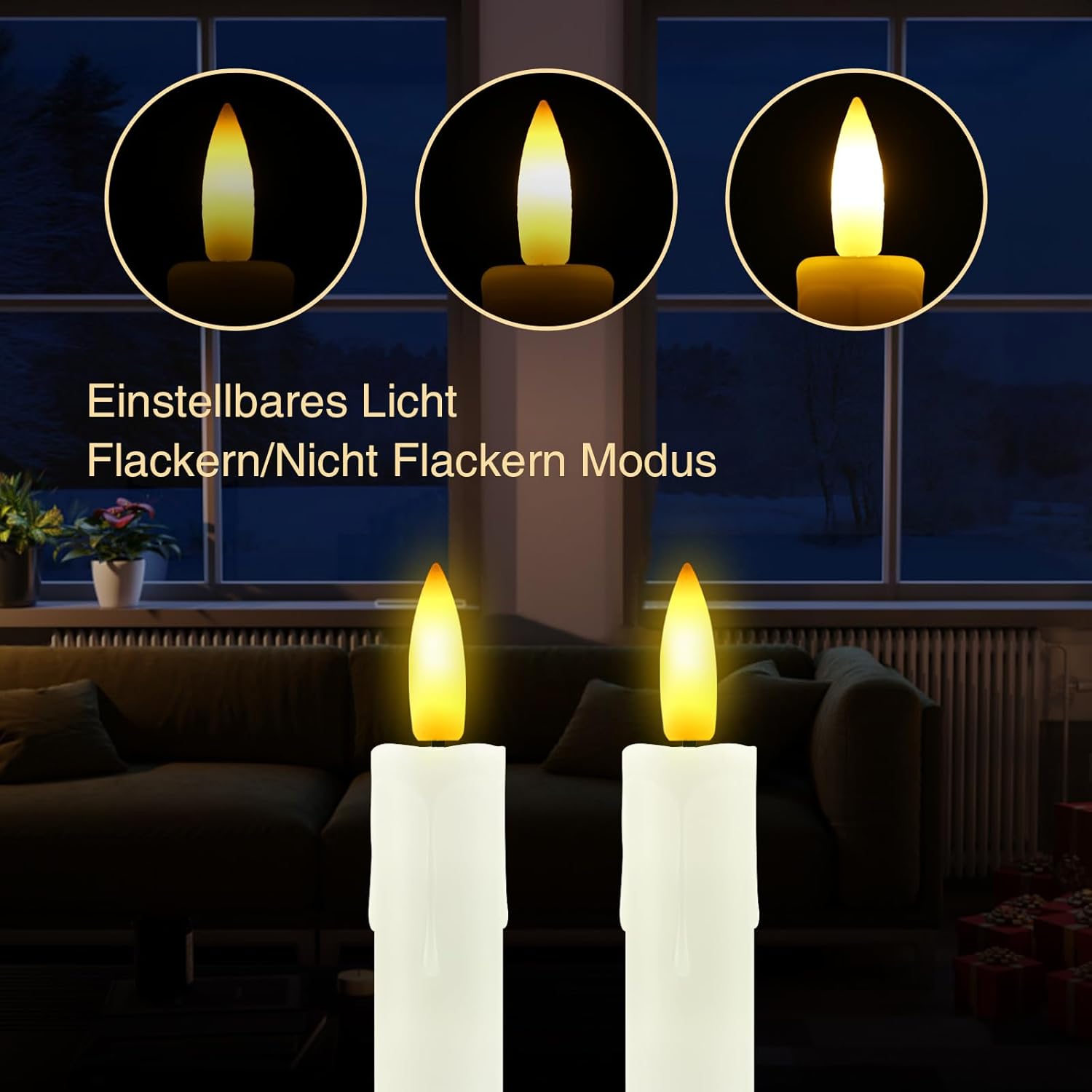 Thumbnail 2 de Cimetech Candele LED a Bastoncino con Telecomando (6 pezzi) – 22,5 cm di altezza, fiamma tremolante e timer
