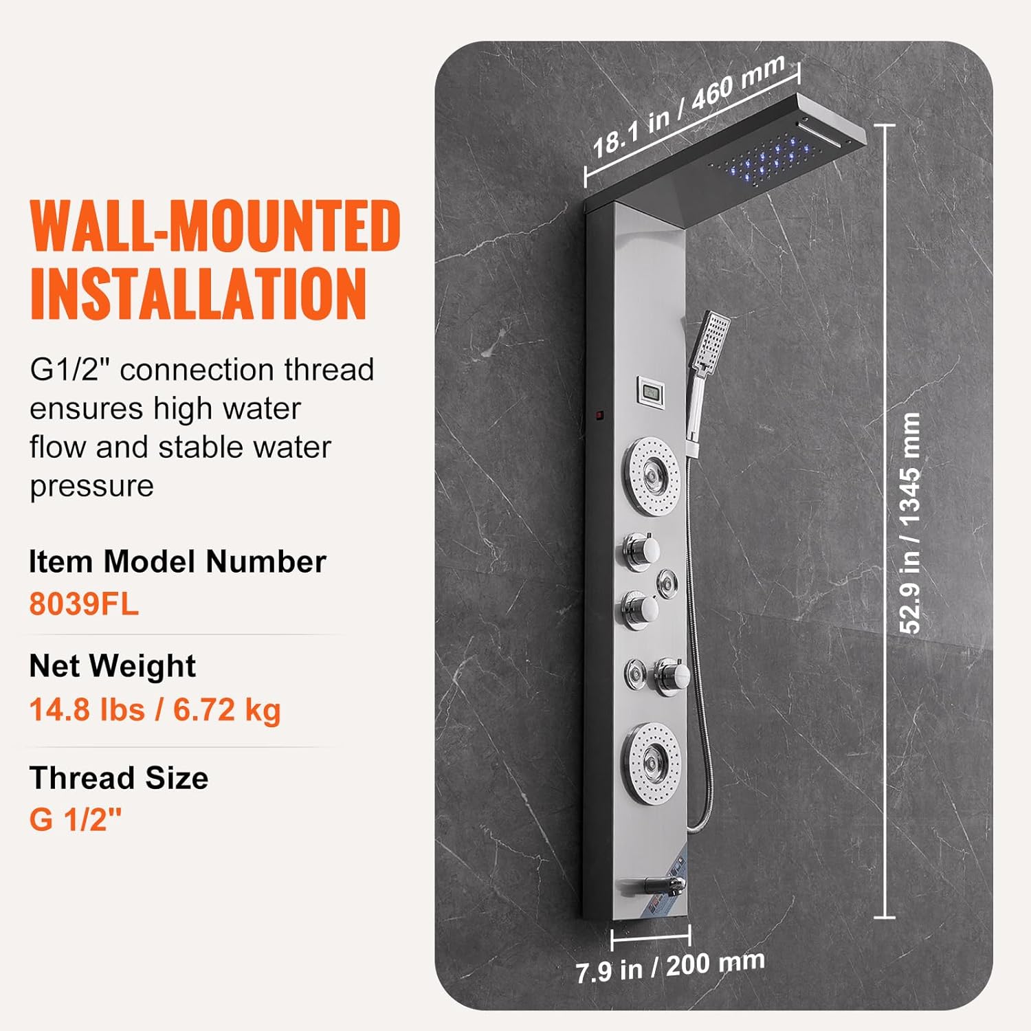 Thumbnail 6 de VEVOR Duschpaneelsystem mit 6 Duschmodi und LED-Display