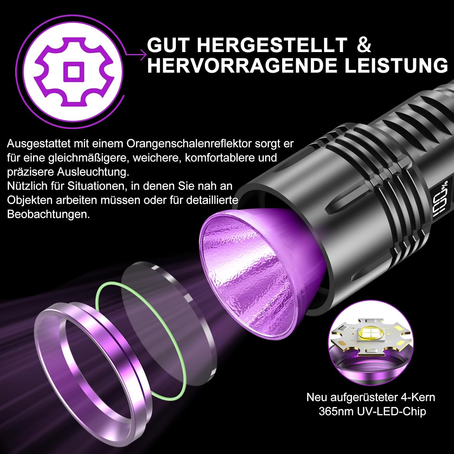 Thumbnail 4 de Relybo P8 UV Taschenlampe 365nm 30W