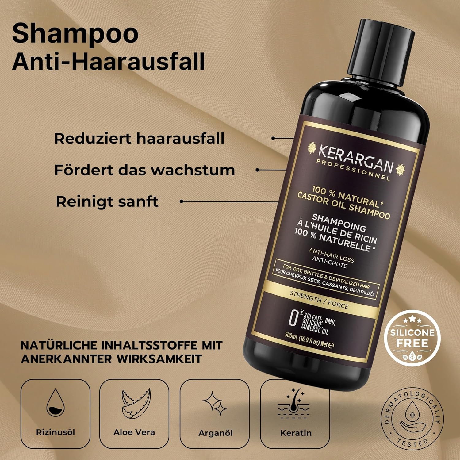 Thumbnail 2 de KERARGAN Duo Anti-Haarausfall Shampoo & Peeling mit Rizinusöl für trockenes, lebloses Haar (500 ml + 250 ml)