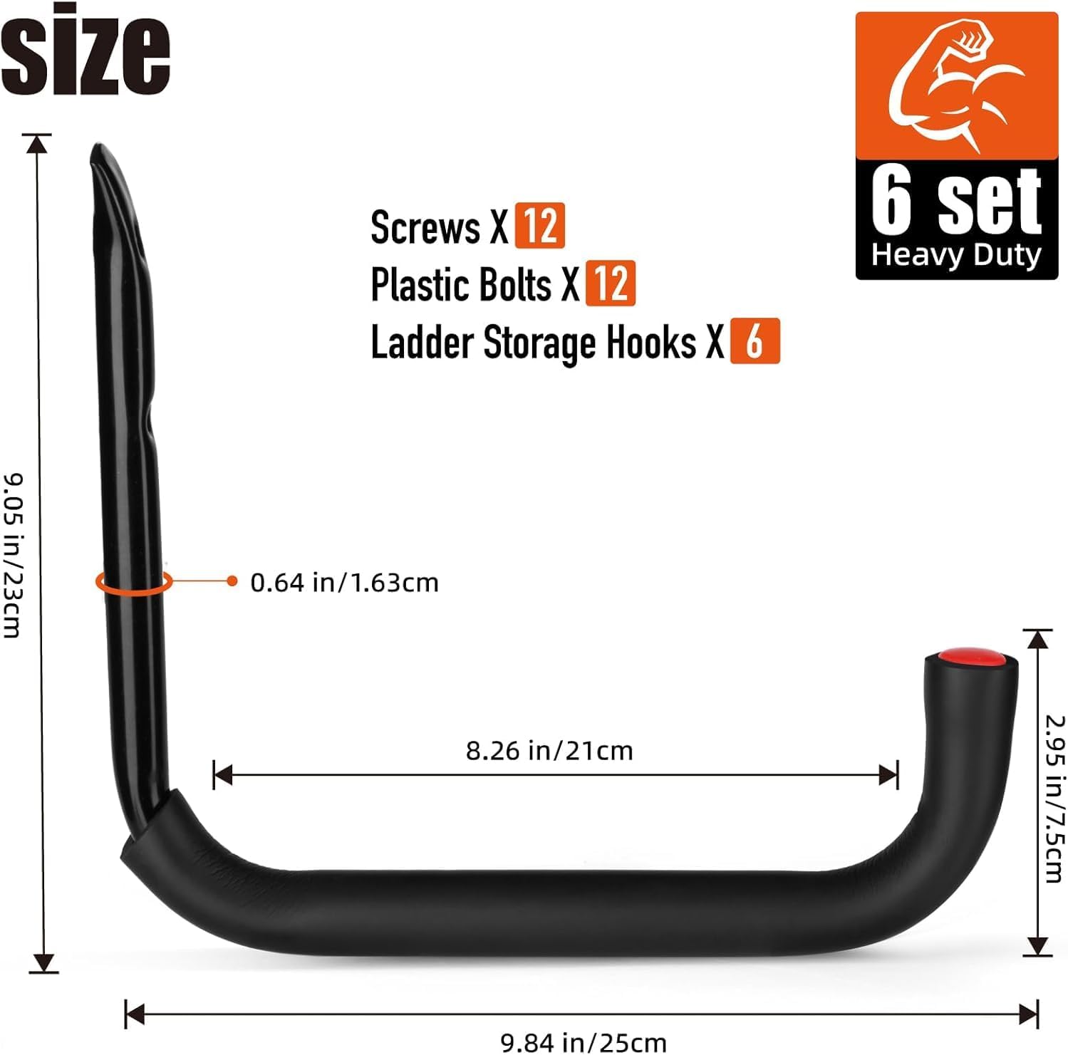 Detalle de Sinoer Garage Wandhaken zum Schrauben (25 x 23 cm), 10 Stück – schwere Garagen- und Gerätehalter