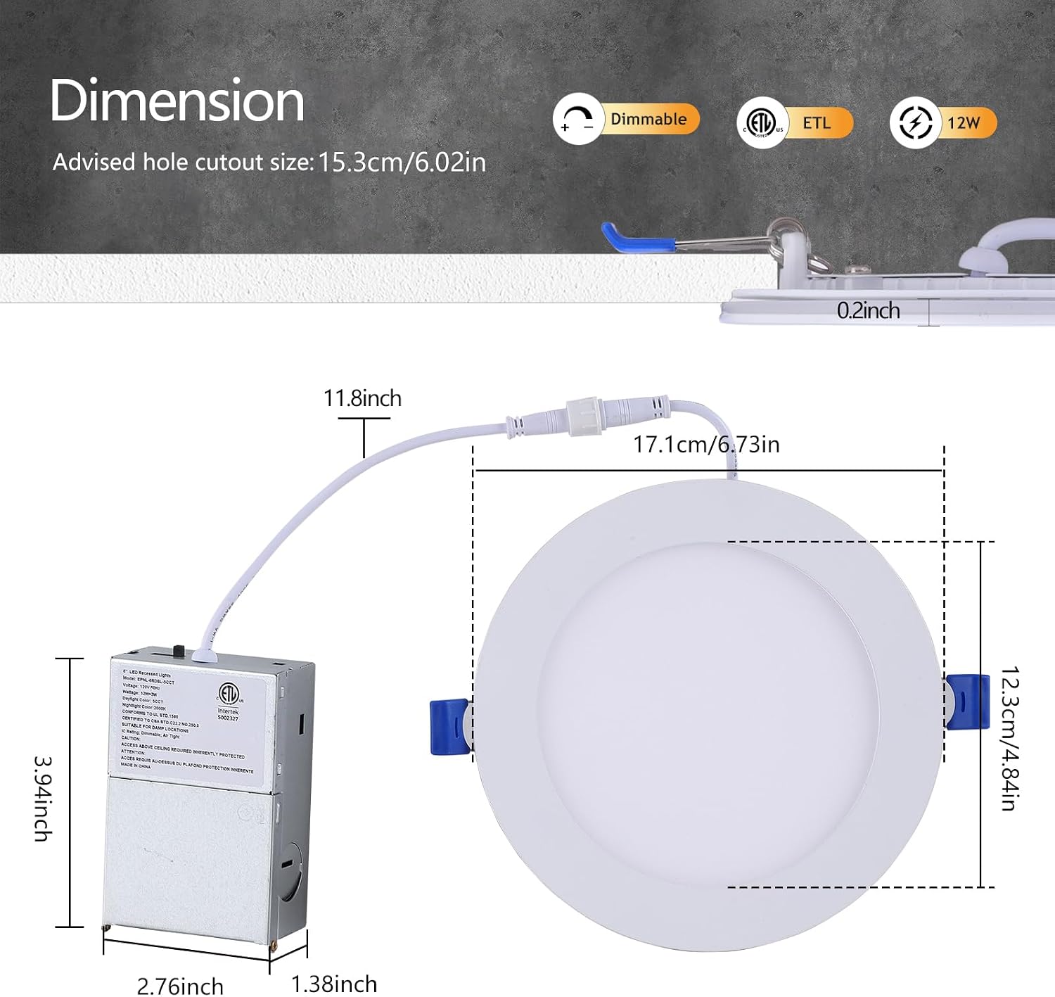 Thumbnail 6 de CycevSun Canless 6in LED 12W Downlight
