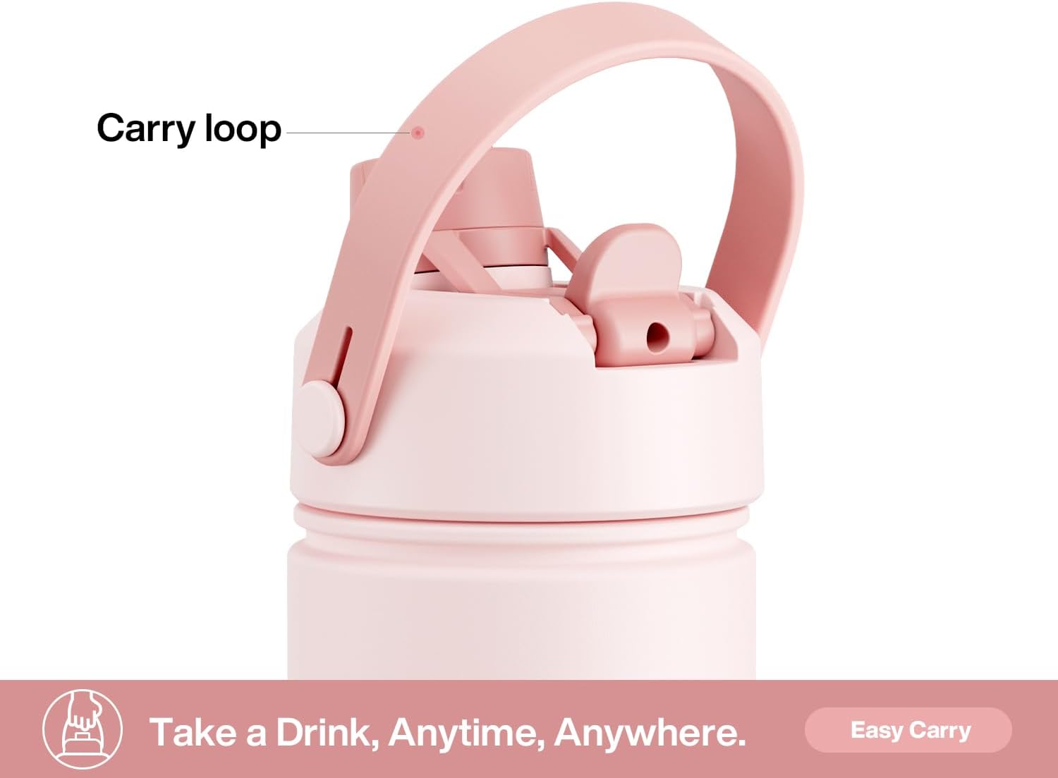 Detalle de POWCAN 769ml/26oz Insulated Water Bottle with 2-in-1 Straw and Spout Lid (Cotton Candy)