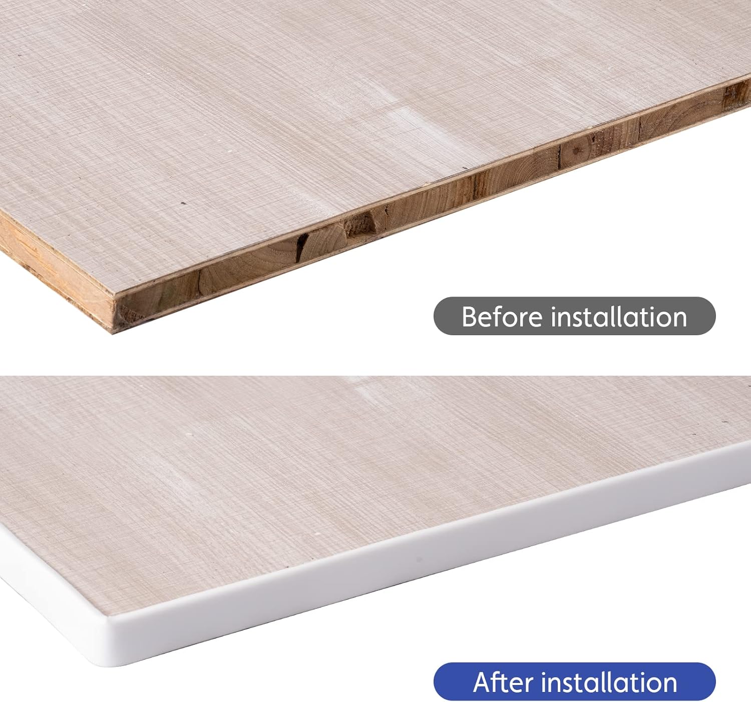 Detalle 2 de FAKILO 5m x 40mm U-Shape Flexible Furniture Edge Banding in White, Self-Adhesive TPE Edging Strip