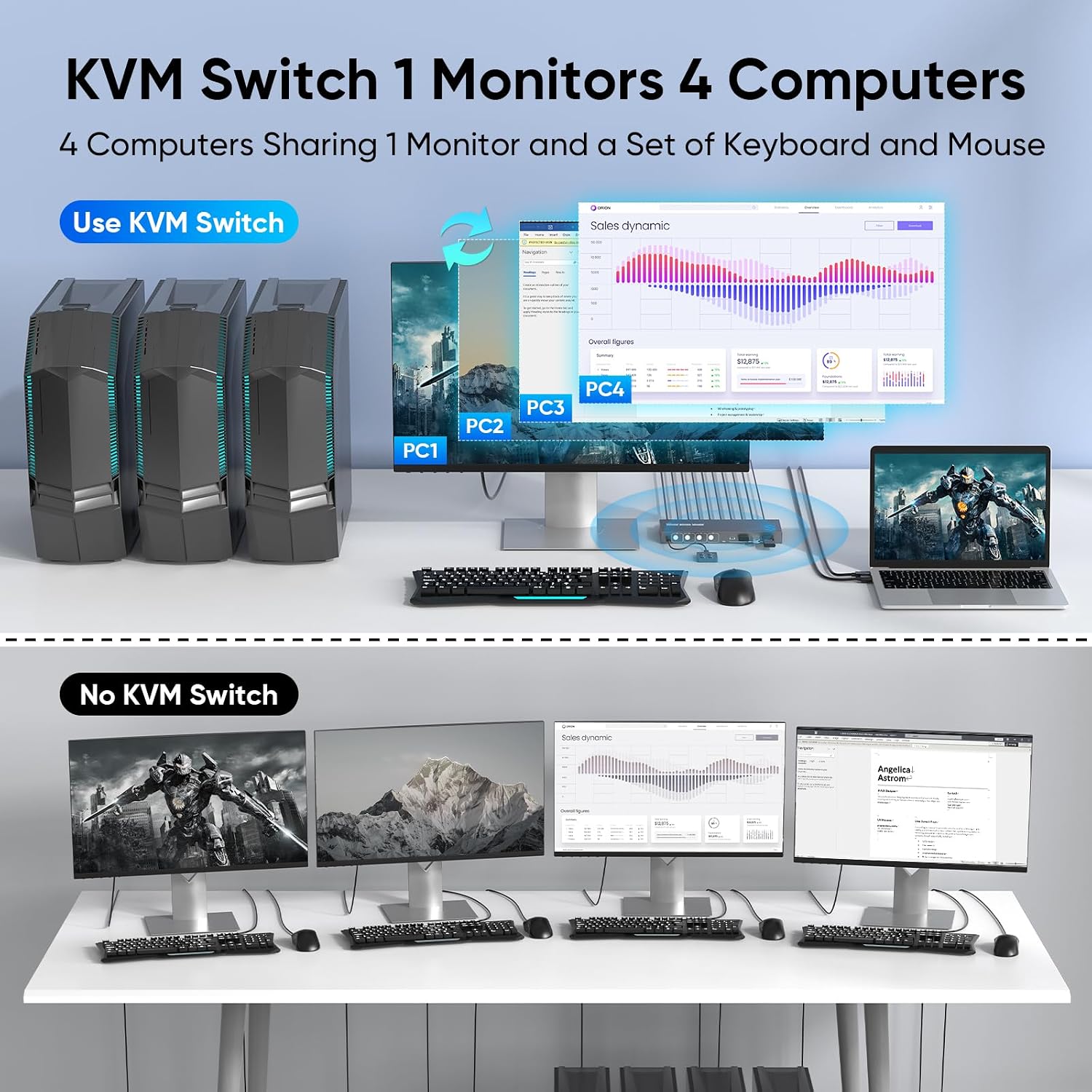 Thumbnail 3 de USB 3.0 HDMI KVM switch for 4 computers