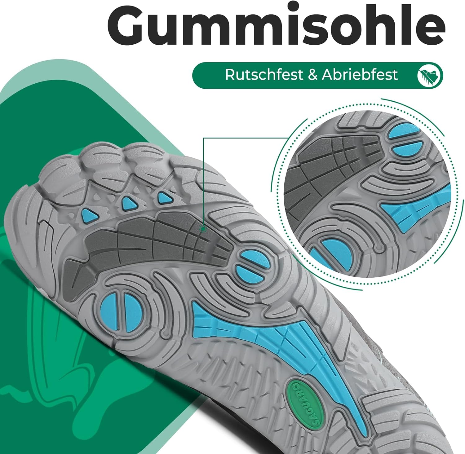 Detalle de SAGUARO Knit Barfußschuhe – rutschfeste Barfußschuhe mit Zero-Drop, Gr. 36–48