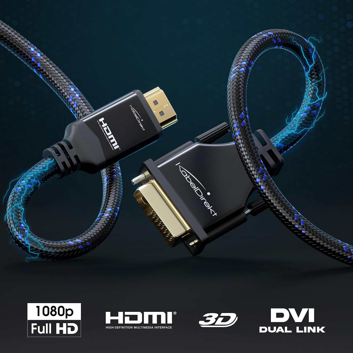 Detalle de KabelDirekt HDMI-DVI Kabel/Adapterkabel – 1,5 m, bi-direktional