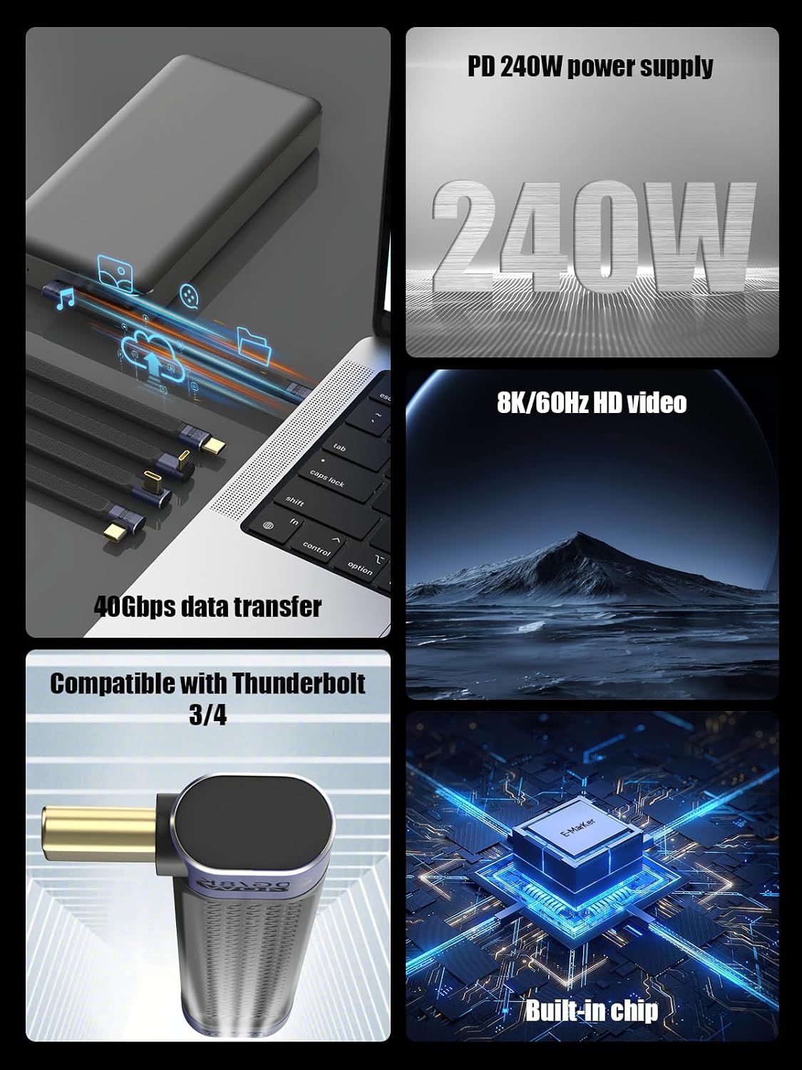 Thumbnail 4 de Short USB-C Cable 5.1in 240W