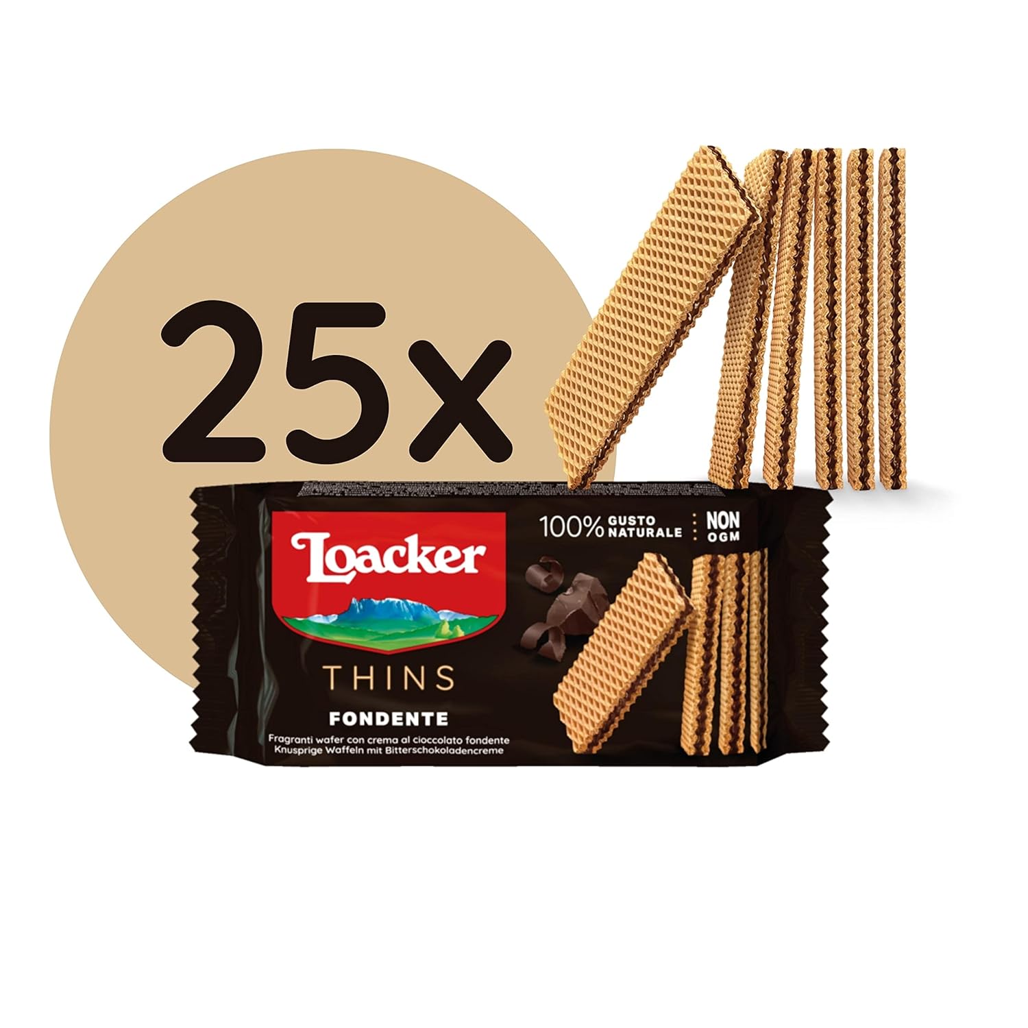 Thumbnail 4 de Loacker Thins Dark Chocolate: 25er Großpackung mit Zartbittercreme-Füllung (37,5 g pro Packung)