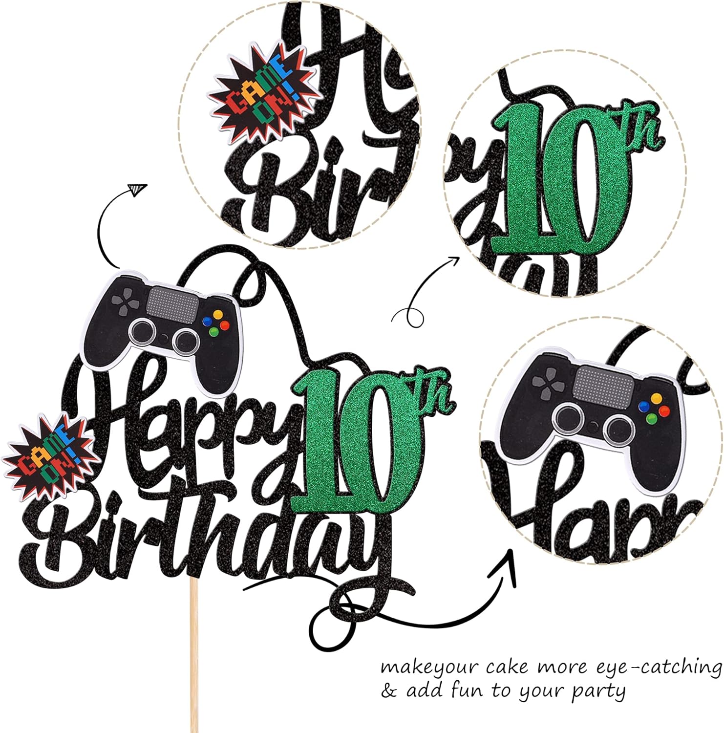 Thumbnail 2 de Xsstarmi Happy 10th Birthday Cake Topper 🎂