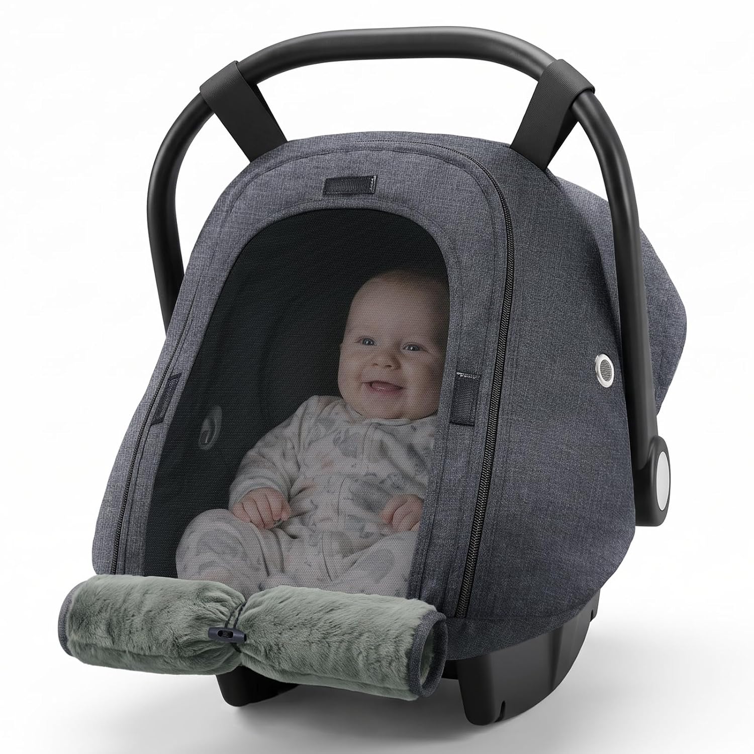 Detalle de Orzbow Winter Car Seat Cover, Waterproof Baby Canopy with Zipper Access, Dark Gray