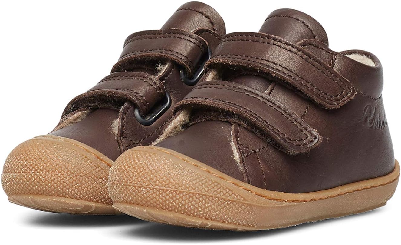 Detalle de Naturino Chaussures Premiers Pas en Cuir doublés en Laine — Marron foncé, 18