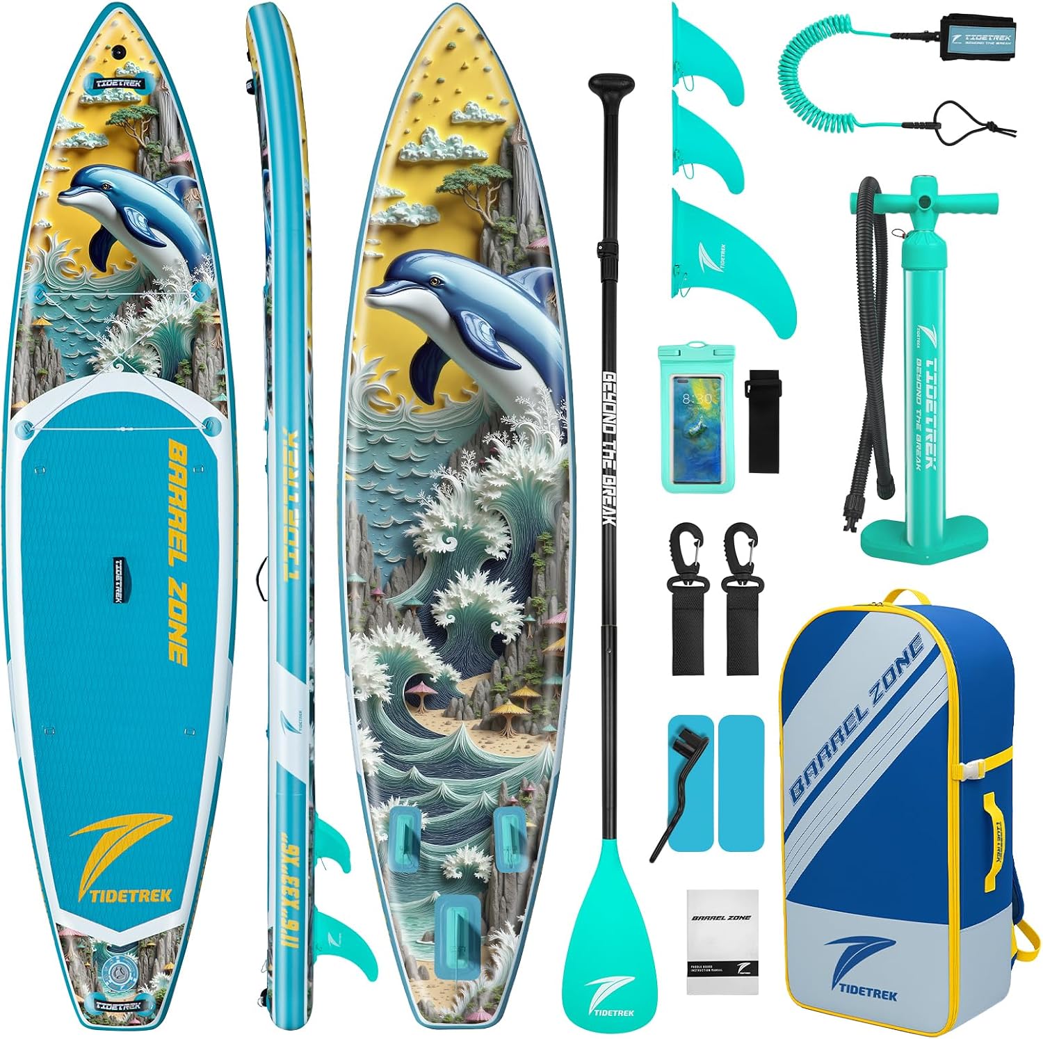 Detalle de TIDETREK 11' Inflatable Stand Up Paddle Board (SUP) — Extra-Wide, All-in-One Package
