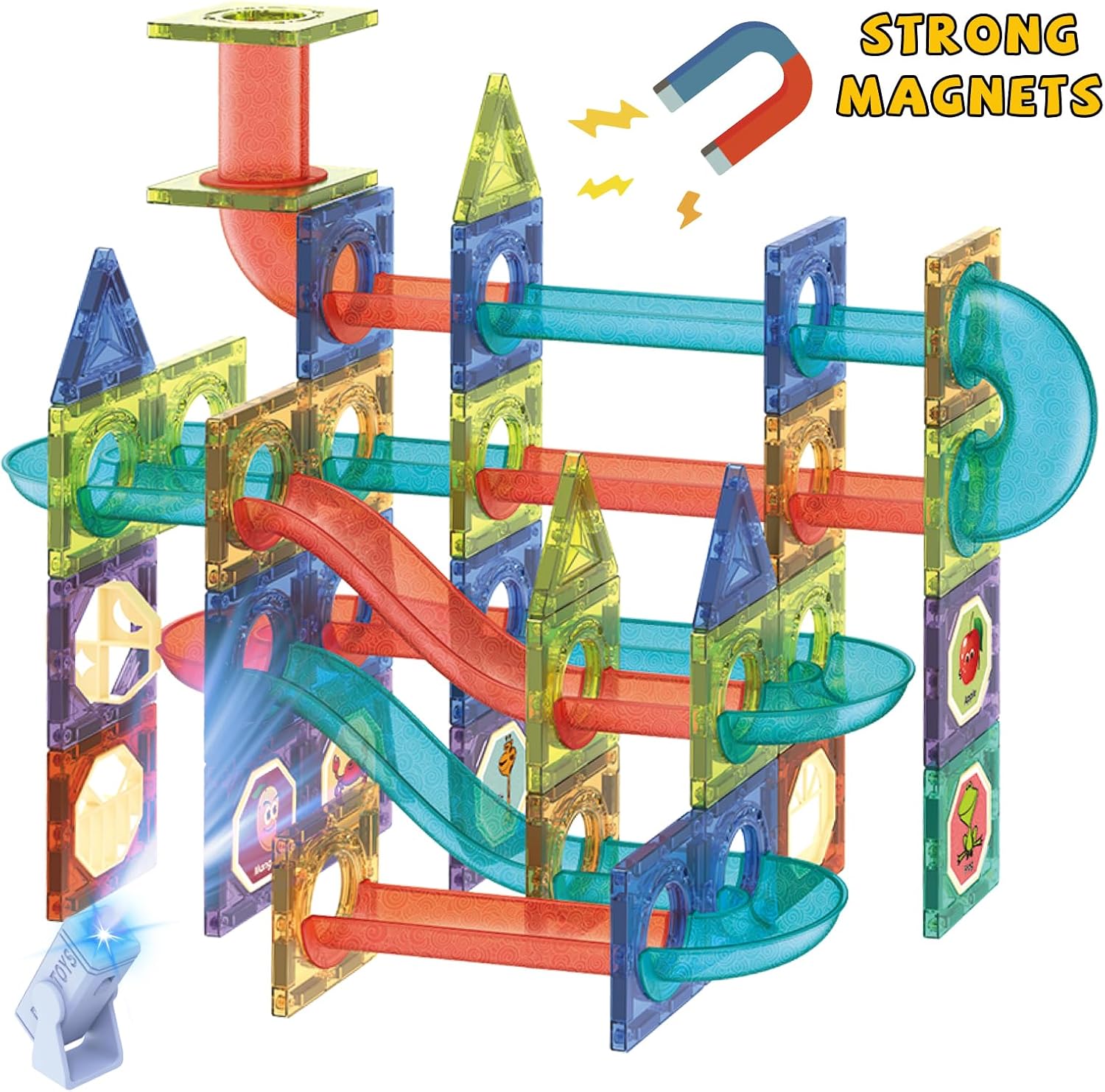 Detalle de Contixo STEM Building Toys - 110 Pcs Marble 3D Magnetic Run Tiles Set