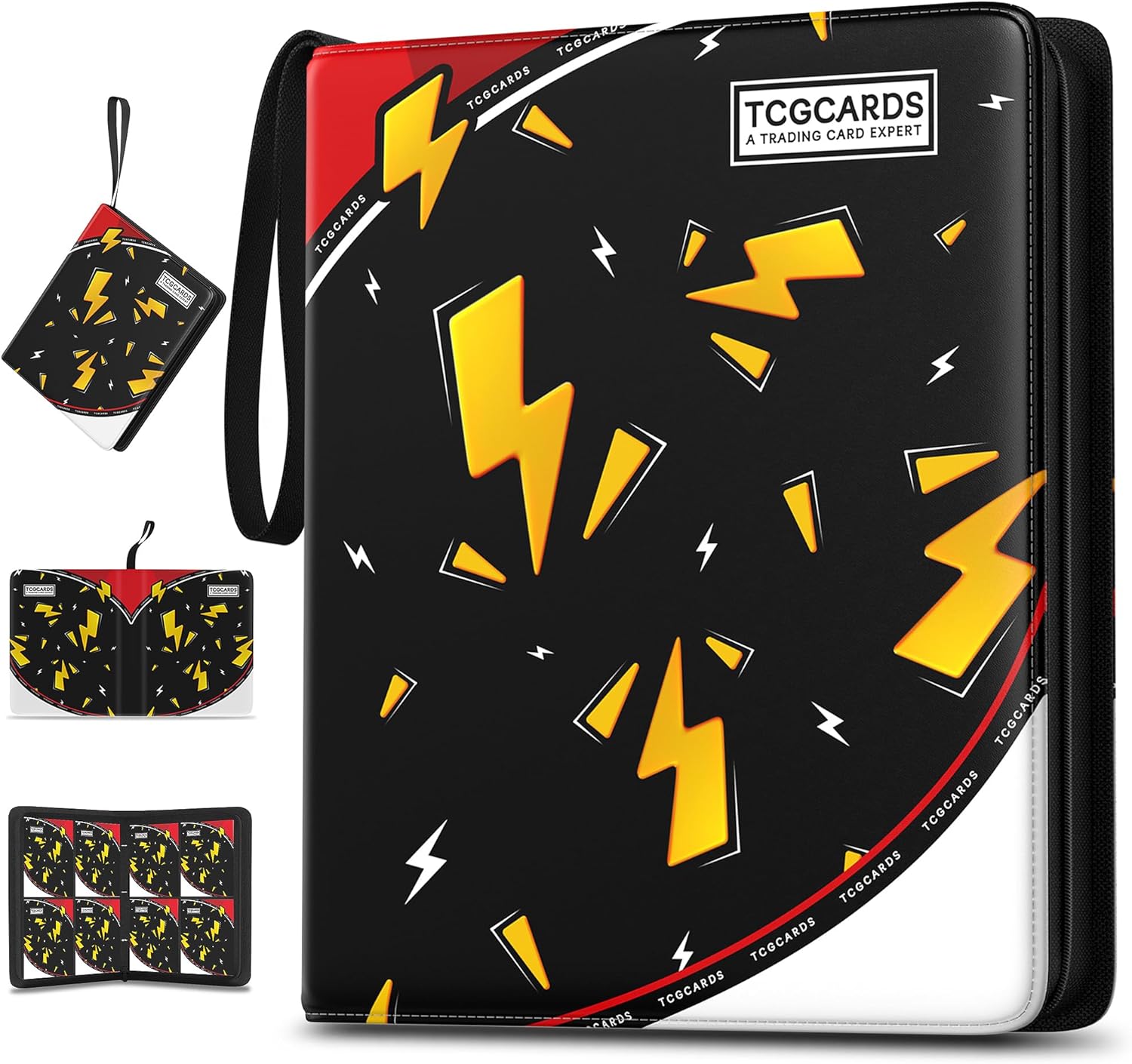 Detalle de Trading Card Binder 4 Pocket (400-Card Capacity) with 50 Removable Sleeves, Waterproof Zipper Album for MTG/TCG Cards