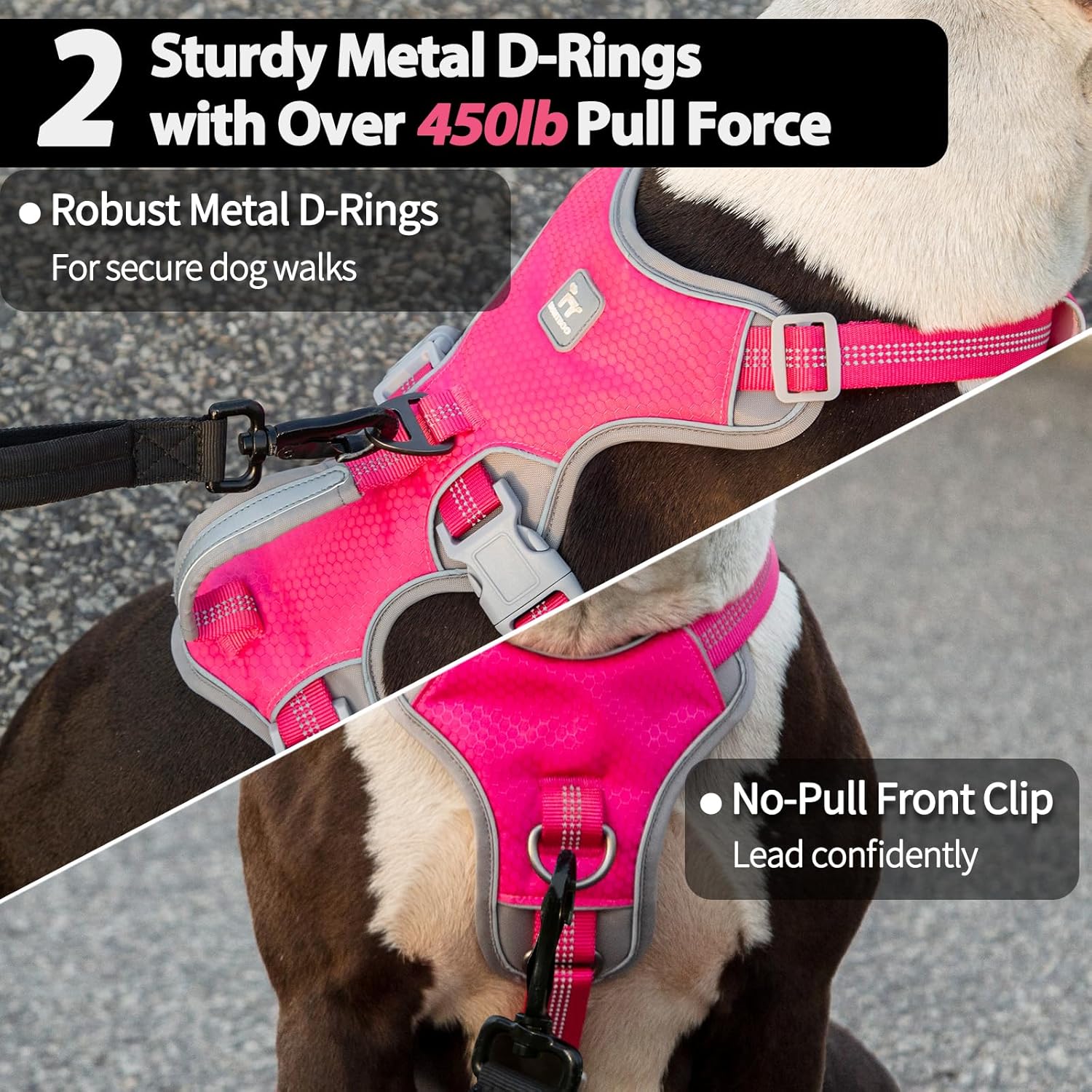 Thumbnail 4 de Huntboo Escape Proof Dog Harness (Medium, Rose Red, Size L) with Handle for Large Dogs