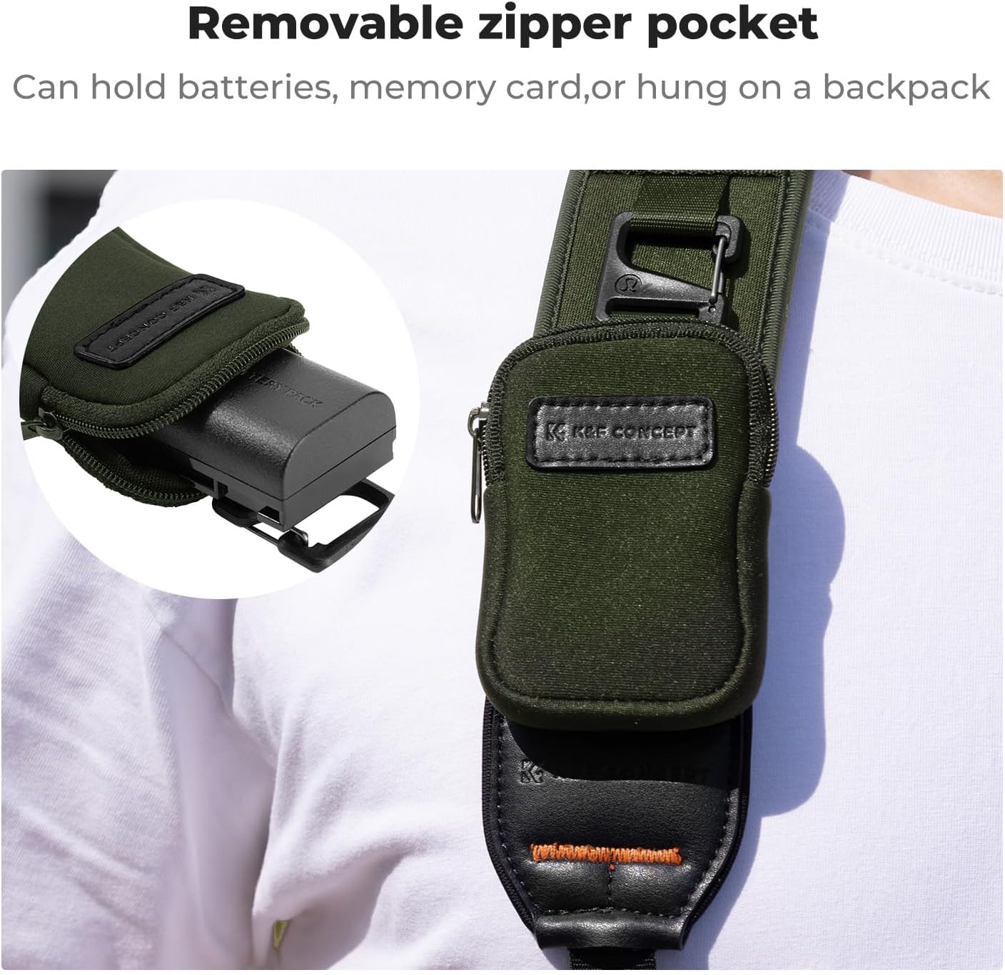 Thumbnail 5 de K&F CONCEPT tracolla per fotocamere con tasca per batteria e schede SD