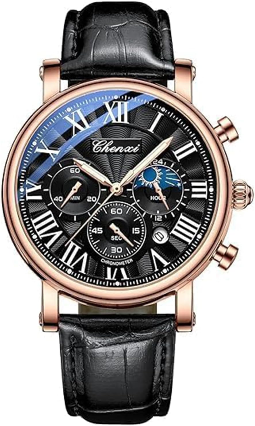 Thumbnail 5 de Tiong Herren Business Chronograph mit Mondphase – Edelstahl & Lederarmband