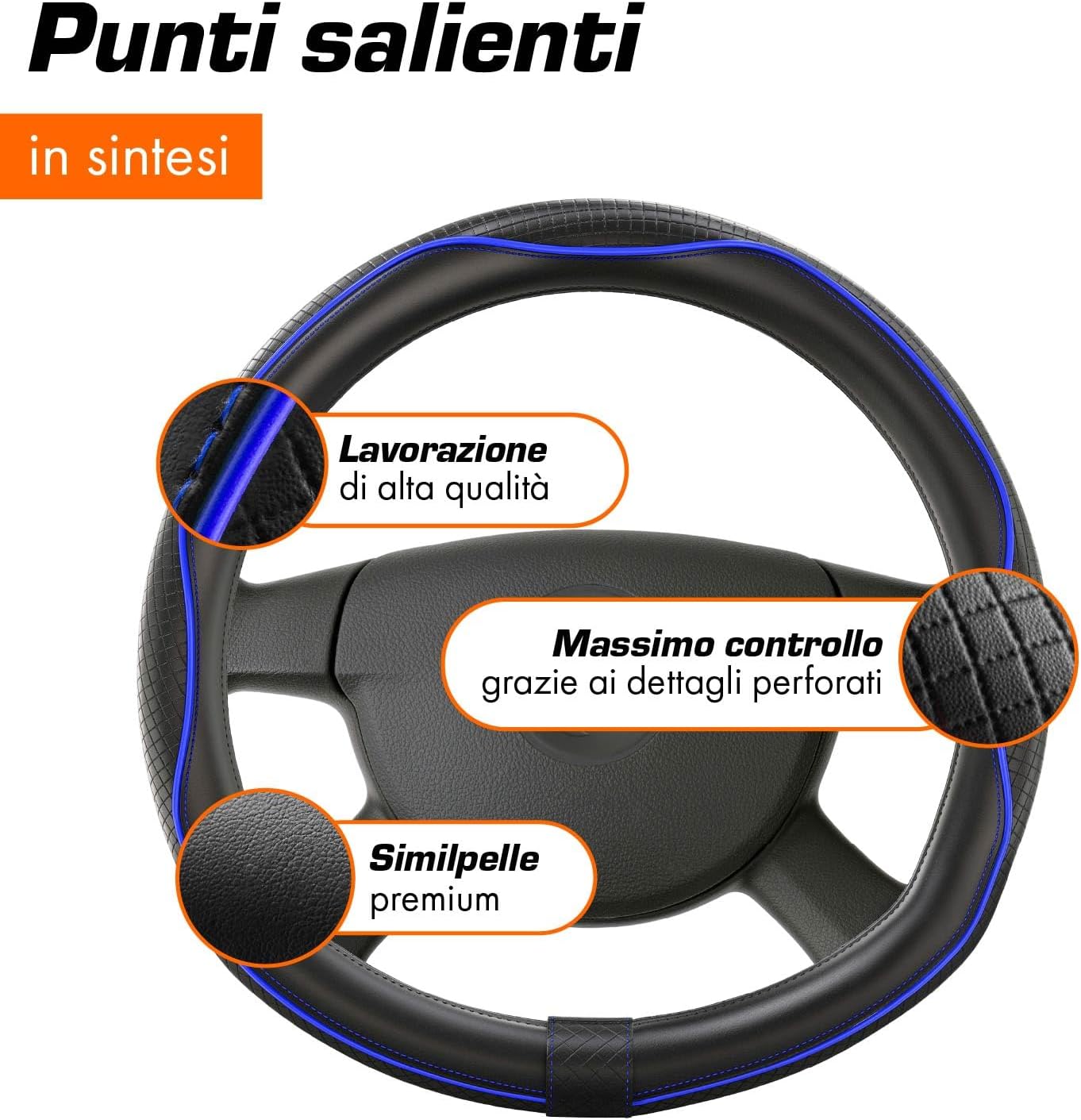 Detalle 2 de Upgrade4cars Coprivolante 44-46 cm Blu Nero