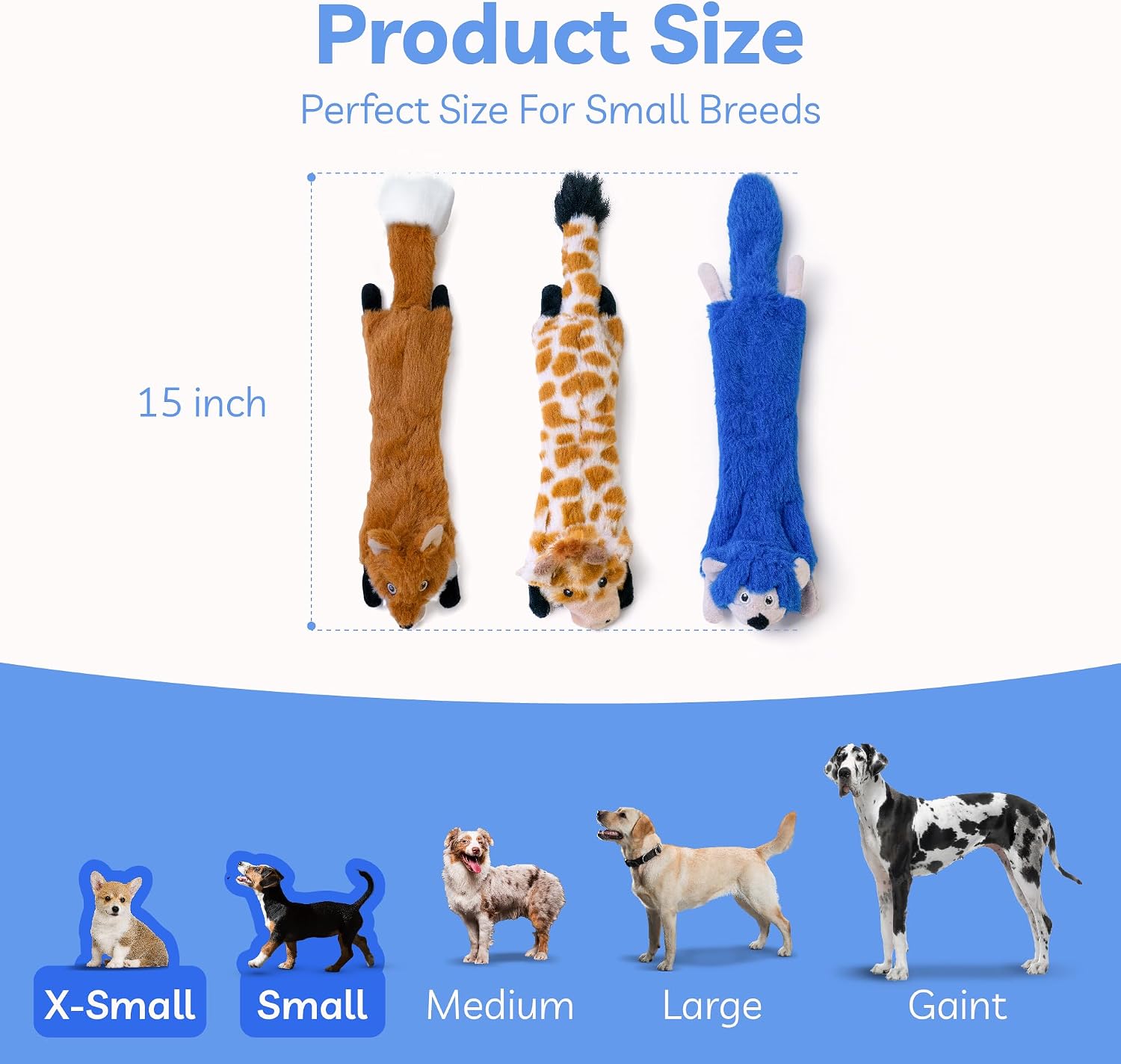 Thumbnail 5 de SHARLOVY No-Stuffing 3 Pack Squeaky Dog Toys for Small Breeds